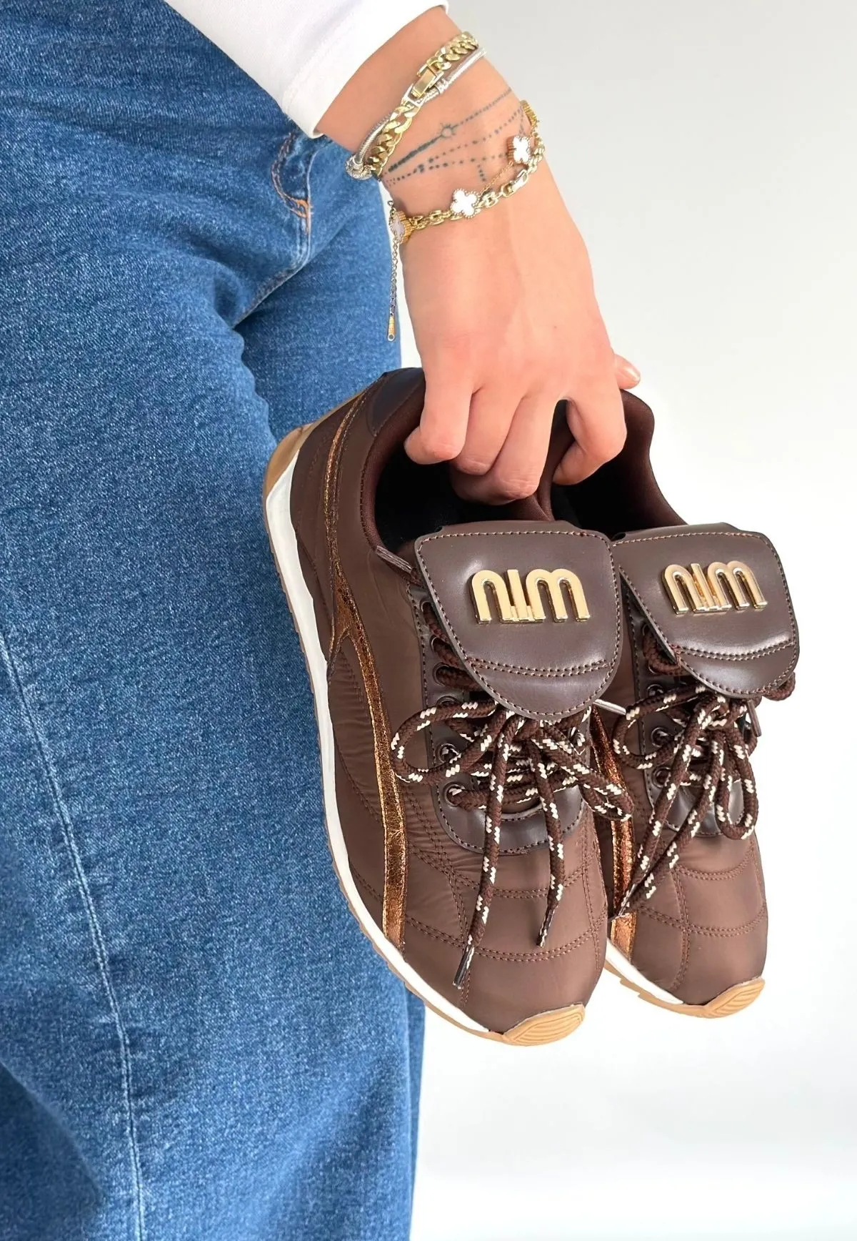 Dissa Kahverengi Cilt Bağcıklı Paraşüt Detaylı Spor Ayakkabı