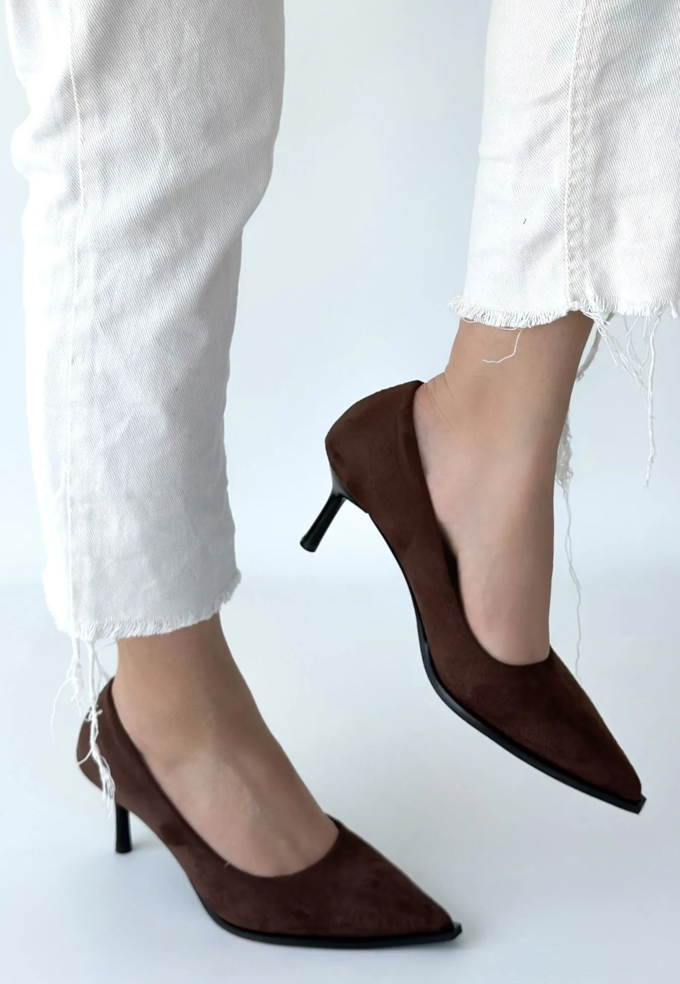 Gute Kahverengi Süet Topuklu Ayakkabı