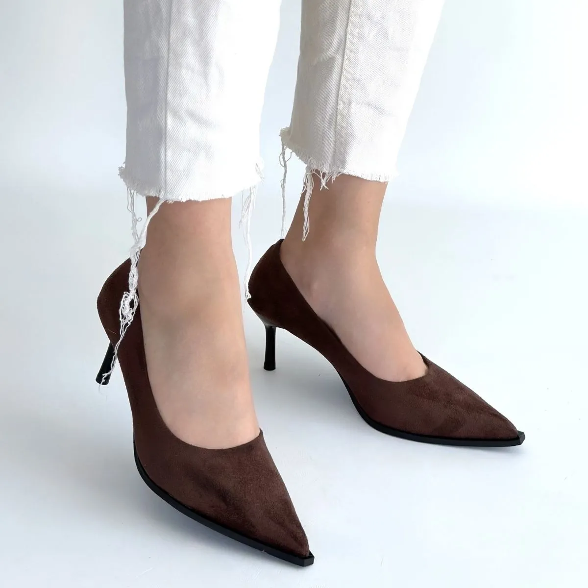 Gute Kahverengi Süet Topuklu Ayakkabı