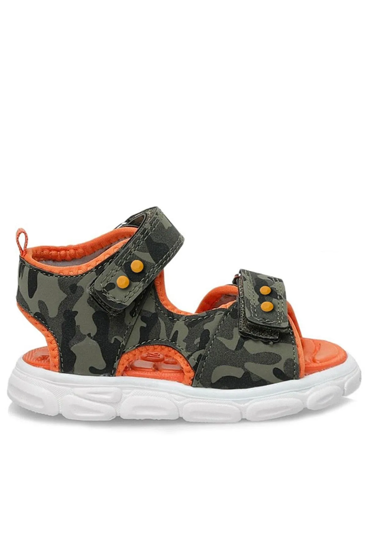 Haki Kamuflaj Desenli Metal Detaylı Cırtlı Bebek Sandalet Ayakkabı