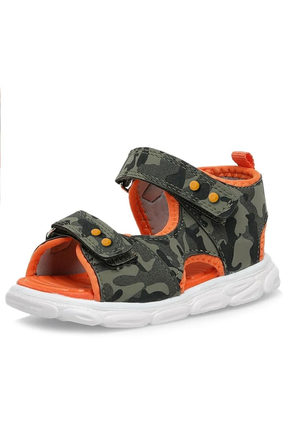 Haki Kamuflaj Desenli Metal Detaylı Cırtlı Bebek Sandalet Ayakkabı