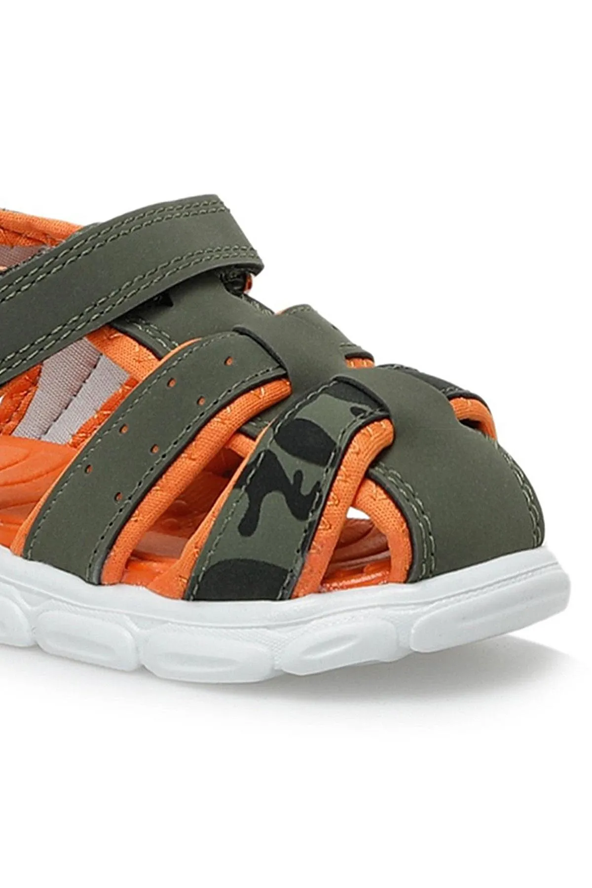 Haki Yeşil Kamuflaj Desenli Çocuk Sandalet