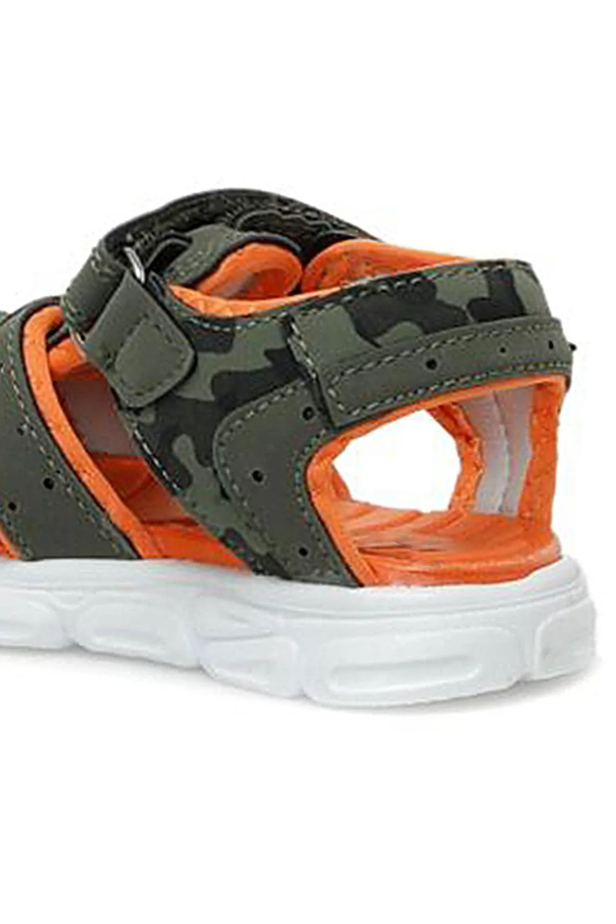 Haki Yeşil Kamuflaj Desenli Çocuk Sandalet