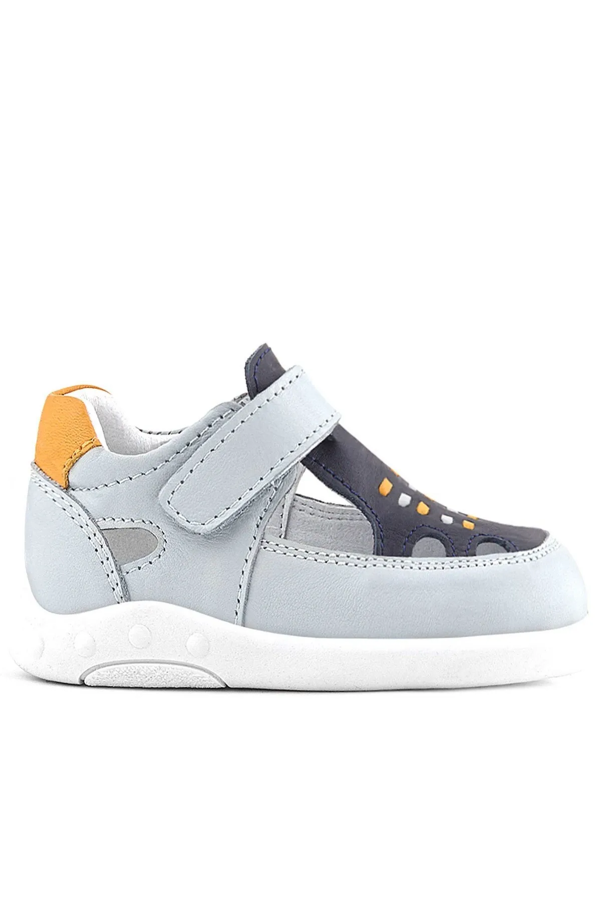 Hakiki Deri Anatomik Gri Cırtlı Bebek Sandalet Ayakkabı