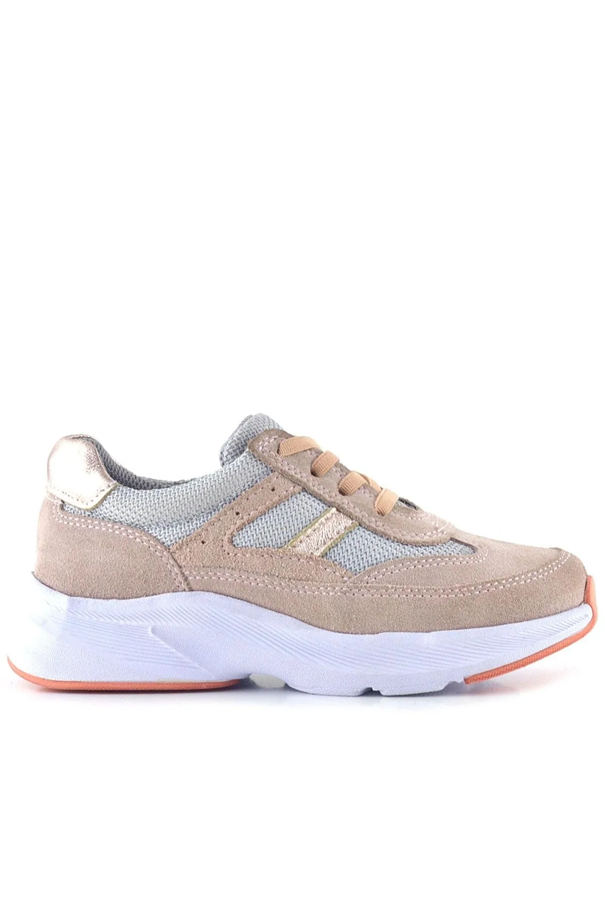 Hakiki Deri Anatomik Pudra Lastik Bağcıklı Hafif Kız Çocuk Günlük Ayakkabı