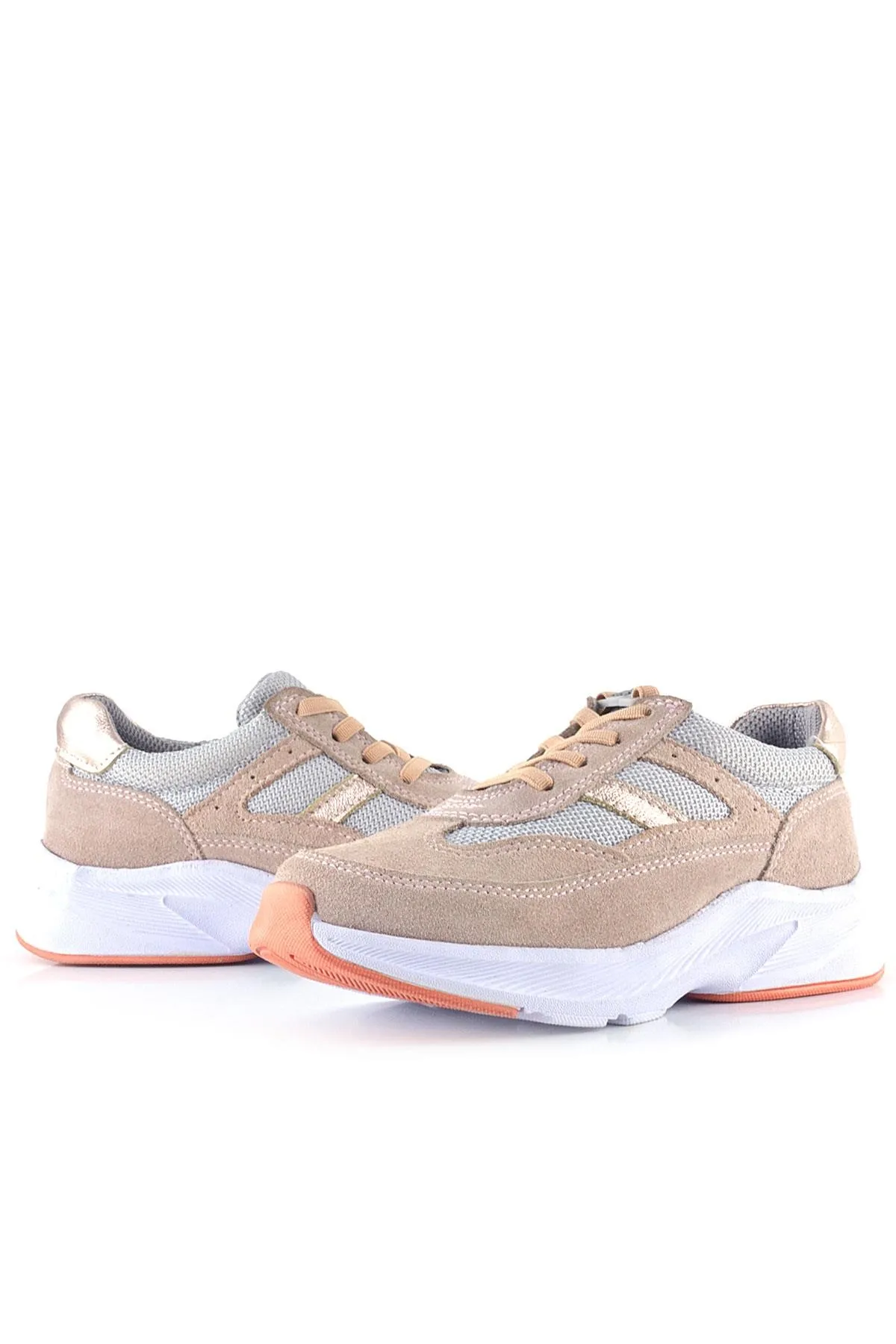 Hakiki Deri Anatomik Pudra Lastik Bağcıklı Hafif Kız Çocuk Günlük Ayakkabı