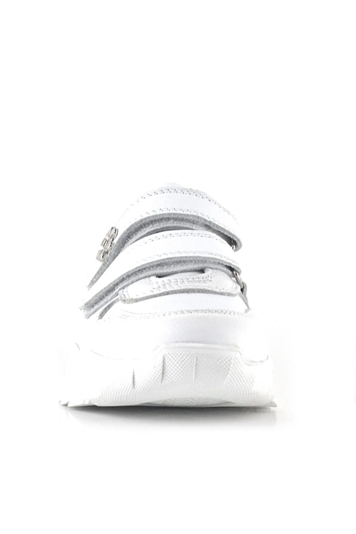 Hakiki Deri Beyaz Çiçek Detaylı Kız Çocuk Spor Ayakkabı