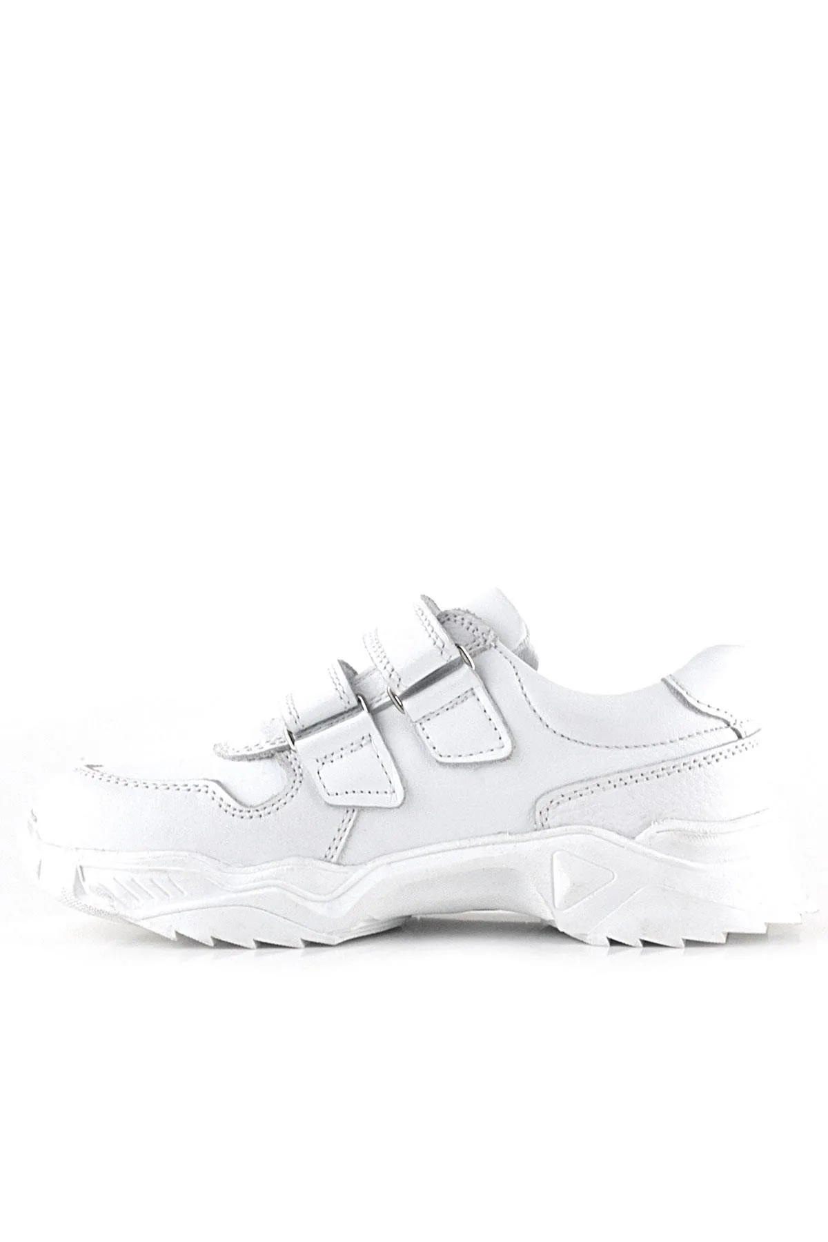 Hakiki Deri Beyaz Çiçek Detaylı Kız Çocuk Spor Ayakkabı
