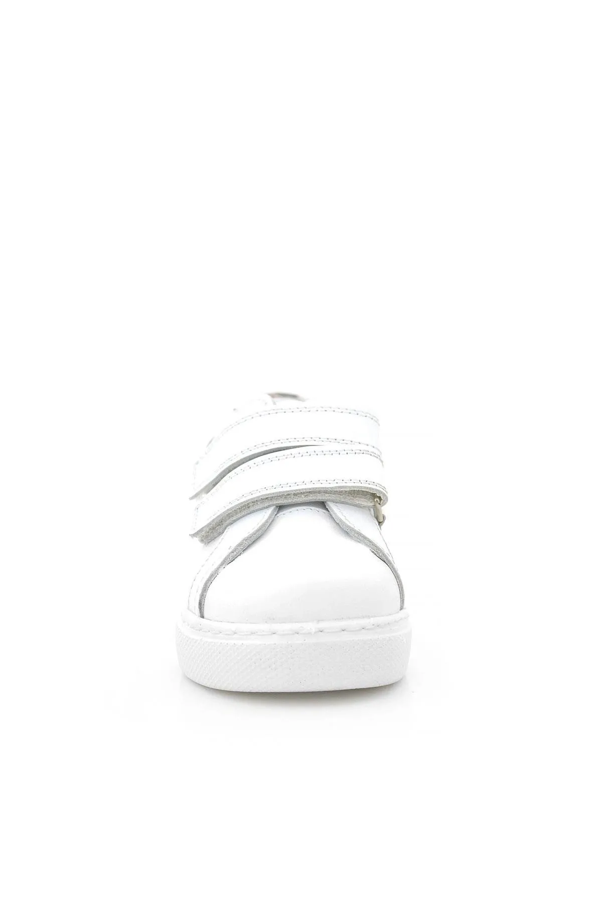 Hakiki Deri Beyaz Cırt Cırtlı Leopar Desenli Kız Çocuk Spor Ayakkabı