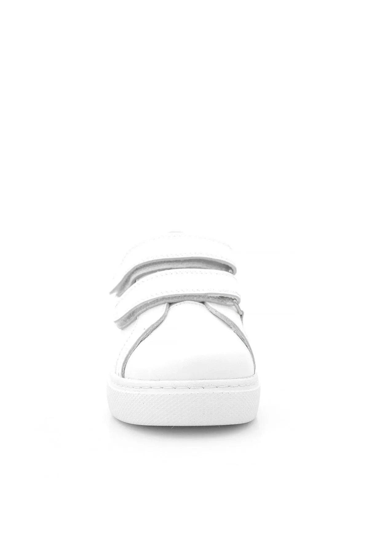 Hakiki Deri Beyaz Cırt Cırtlı Siyah Desenli Kız Çocuk Spor Ayakkabı