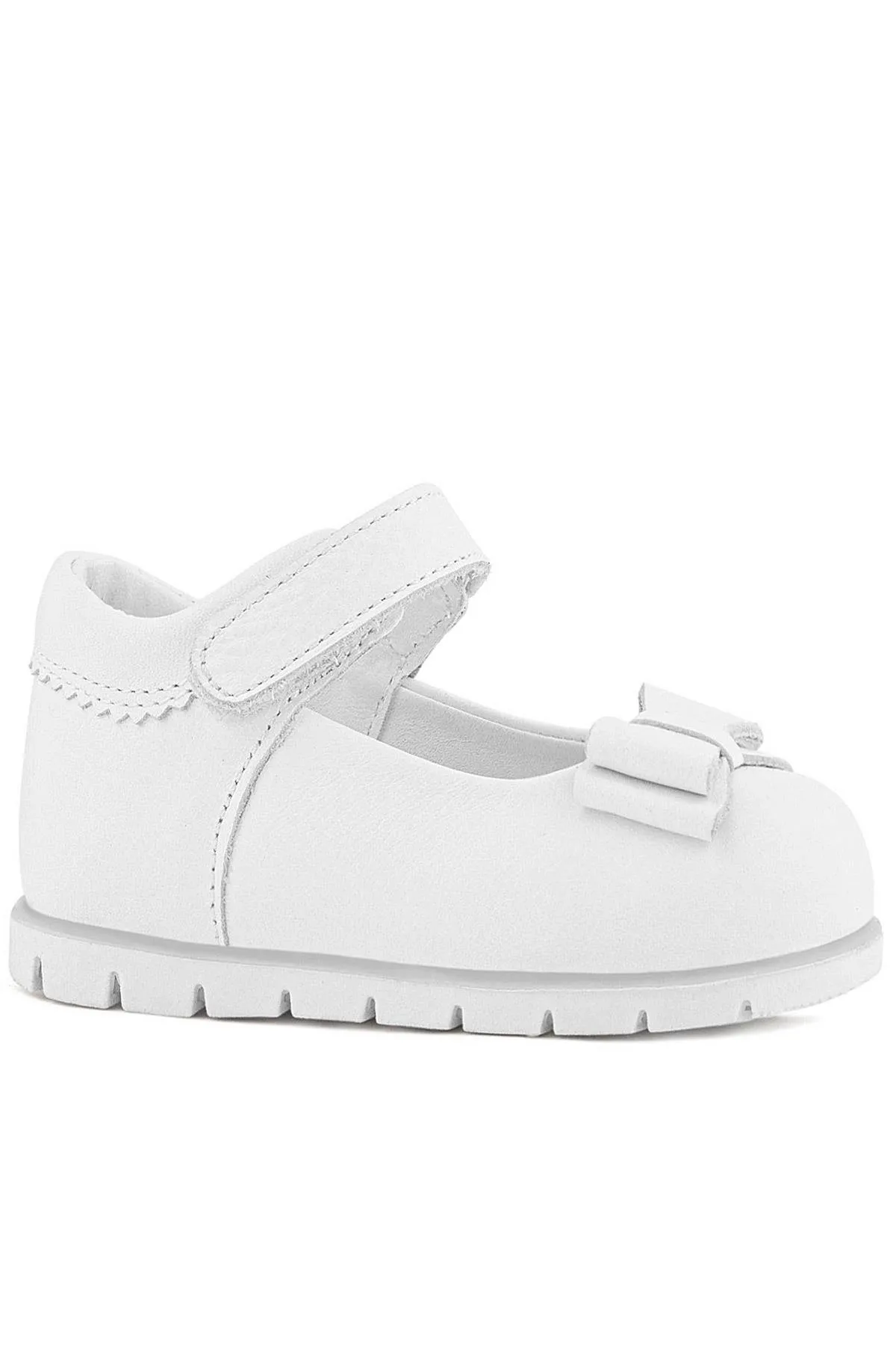 Hakiki Deri Beyaz Kız Bebek Babet Ayakkabı