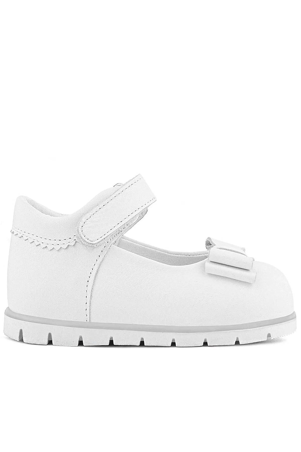 Hakiki Deri Beyaz Kız Bebek Babet Ayakkabı