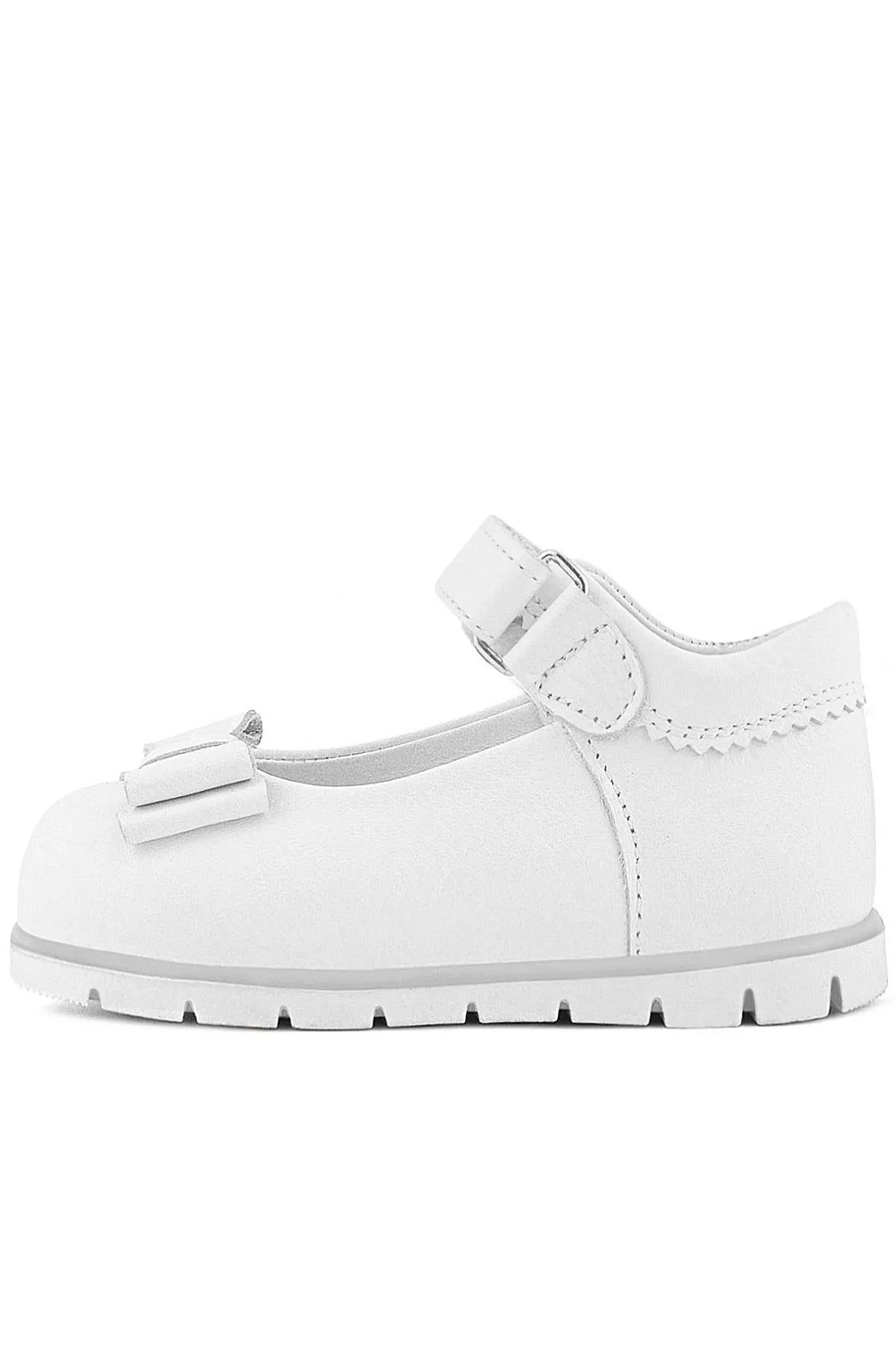 Hakiki Deri Beyaz Kız Bebek Babet Ayakkabı