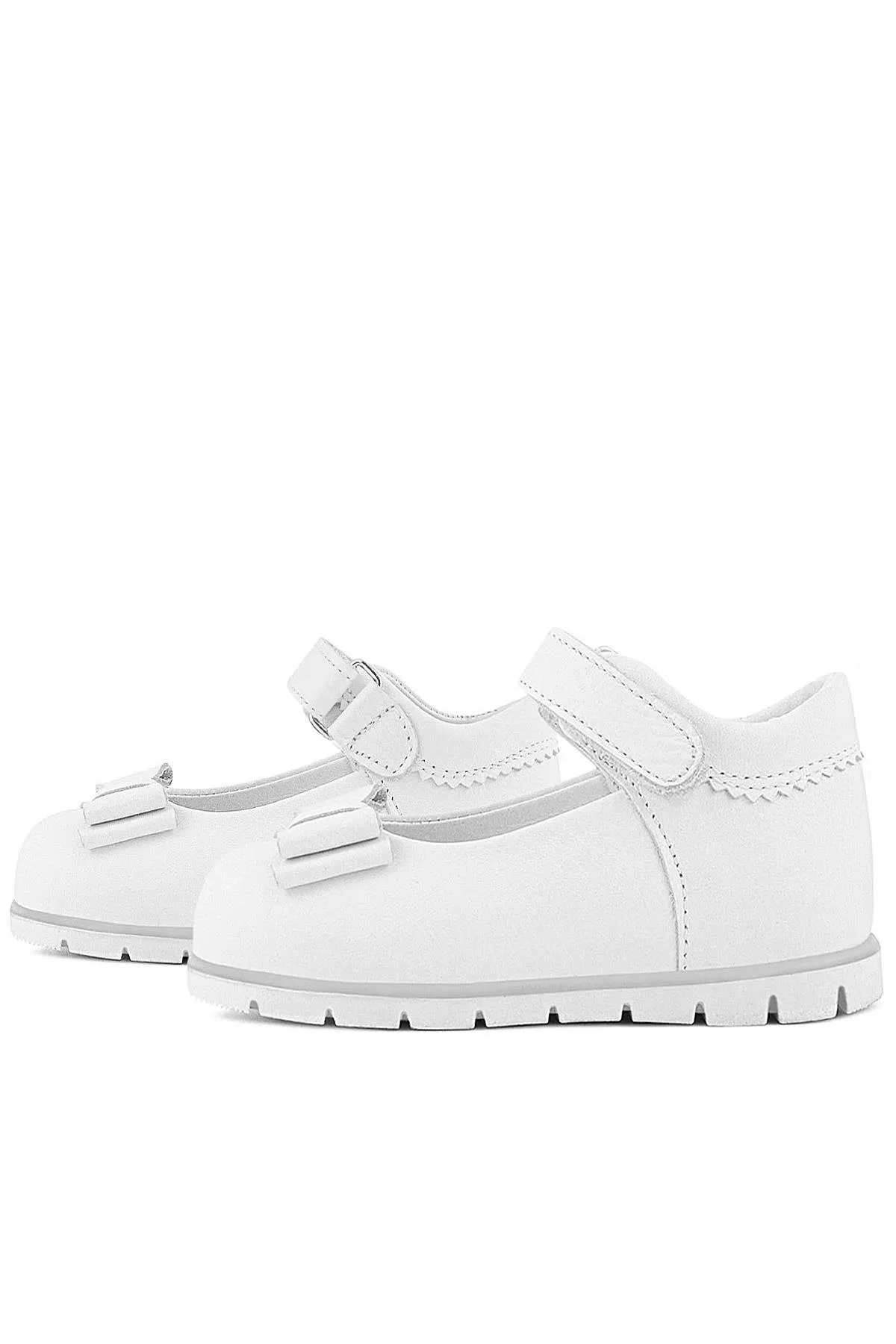 Hakiki Deri Beyaz Kız Bebek Babet Ayakkabı