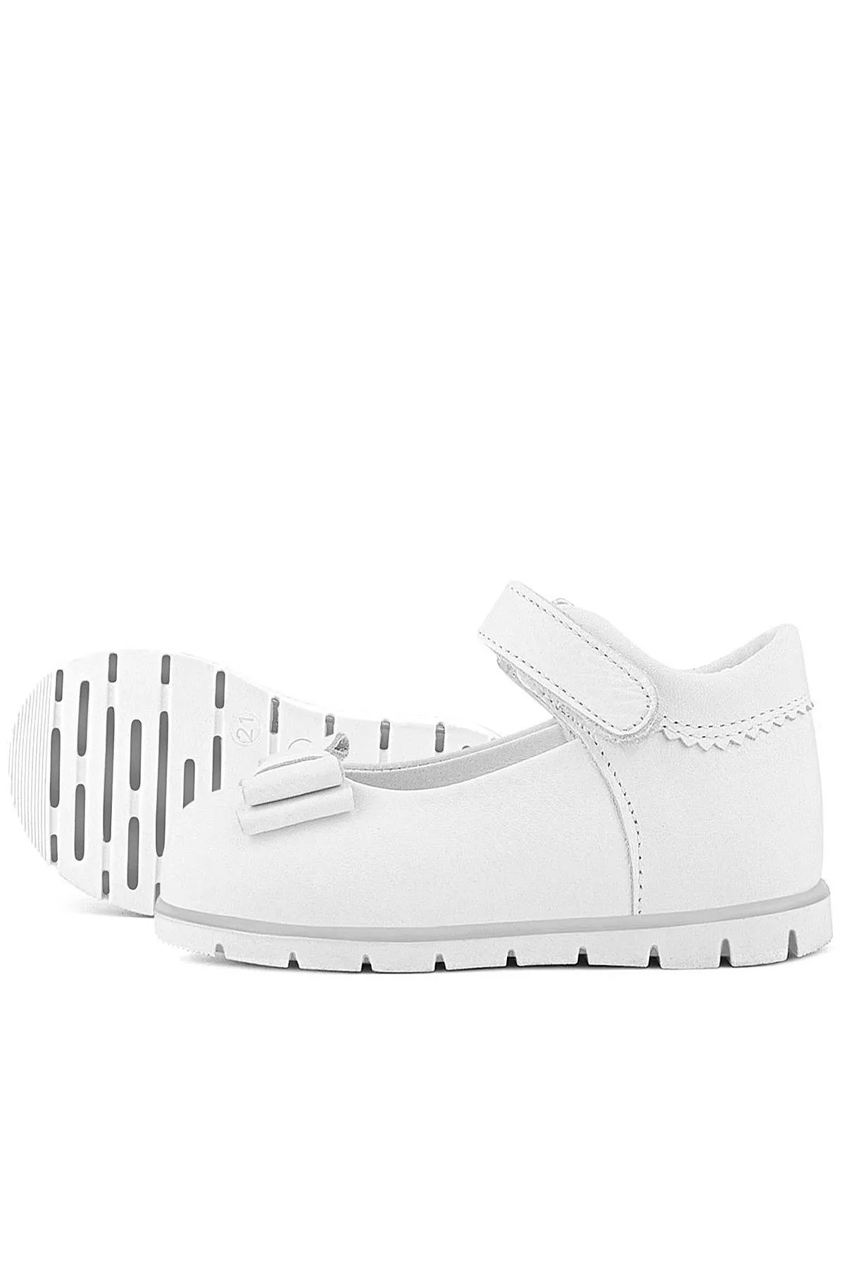 Hakiki Deri Beyaz Kız Bebek Babet Ayakkabı