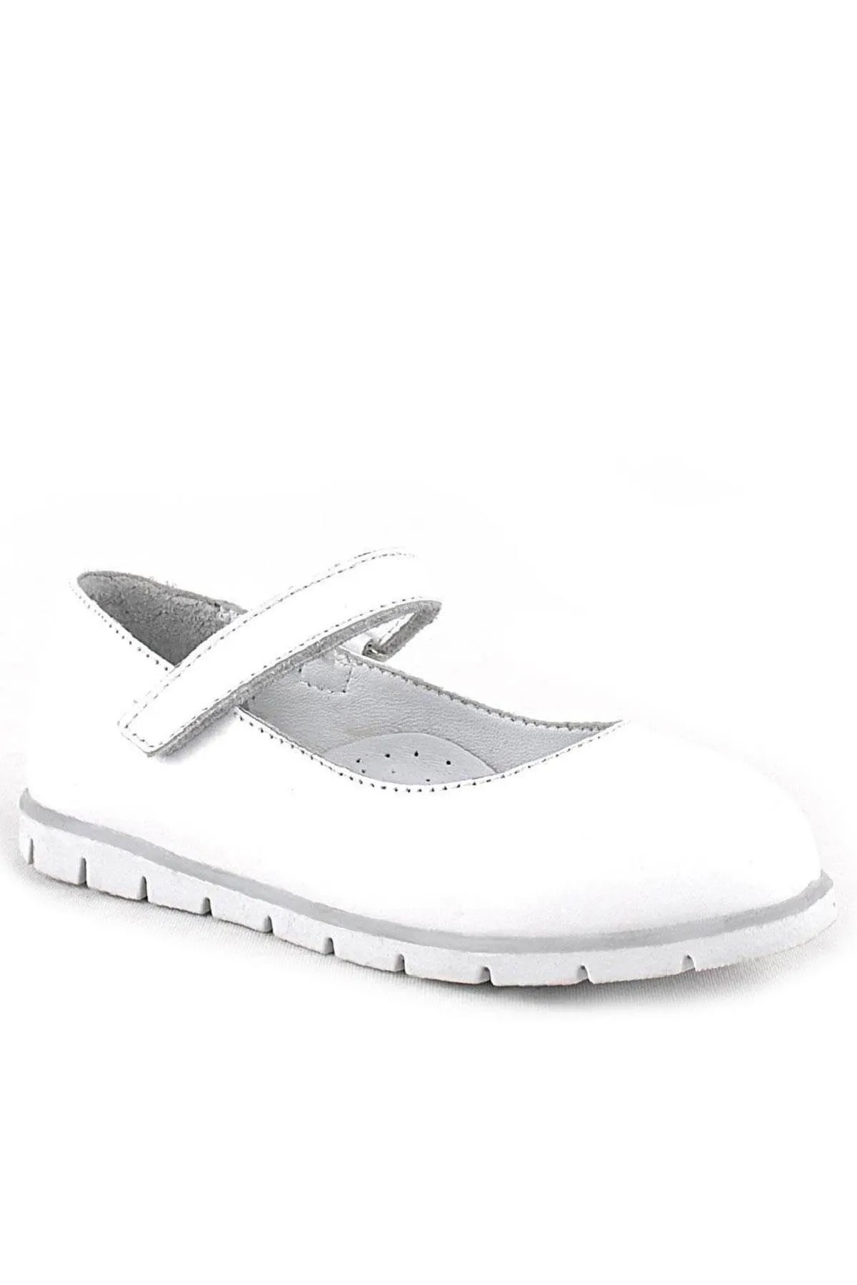 Hakiki Deri Beyaz Kız Çocuk Babet