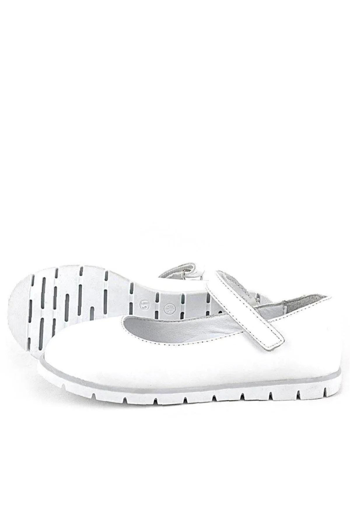 Hakiki Deri Beyaz Kız Çocuk Babet