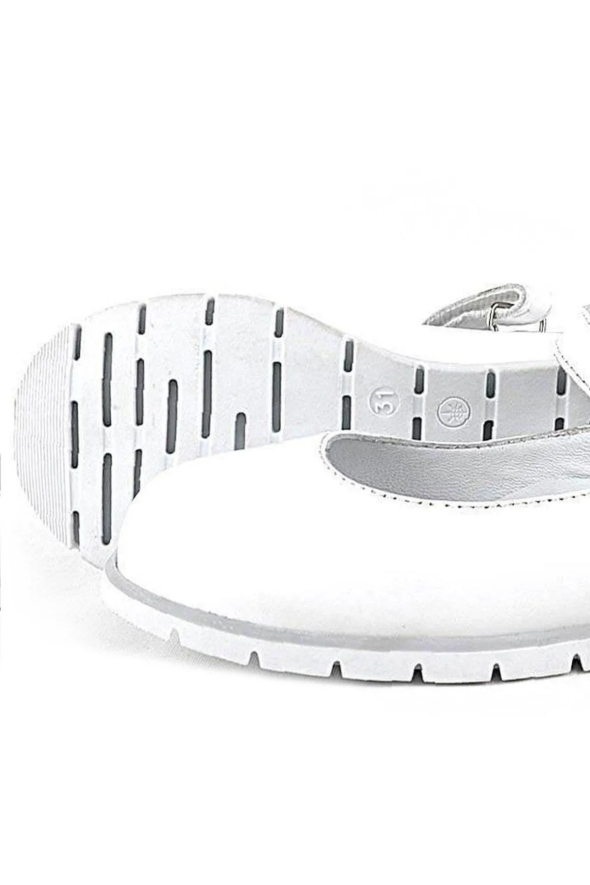 Hakiki Deri Beyaz Kız Çocuk Babet