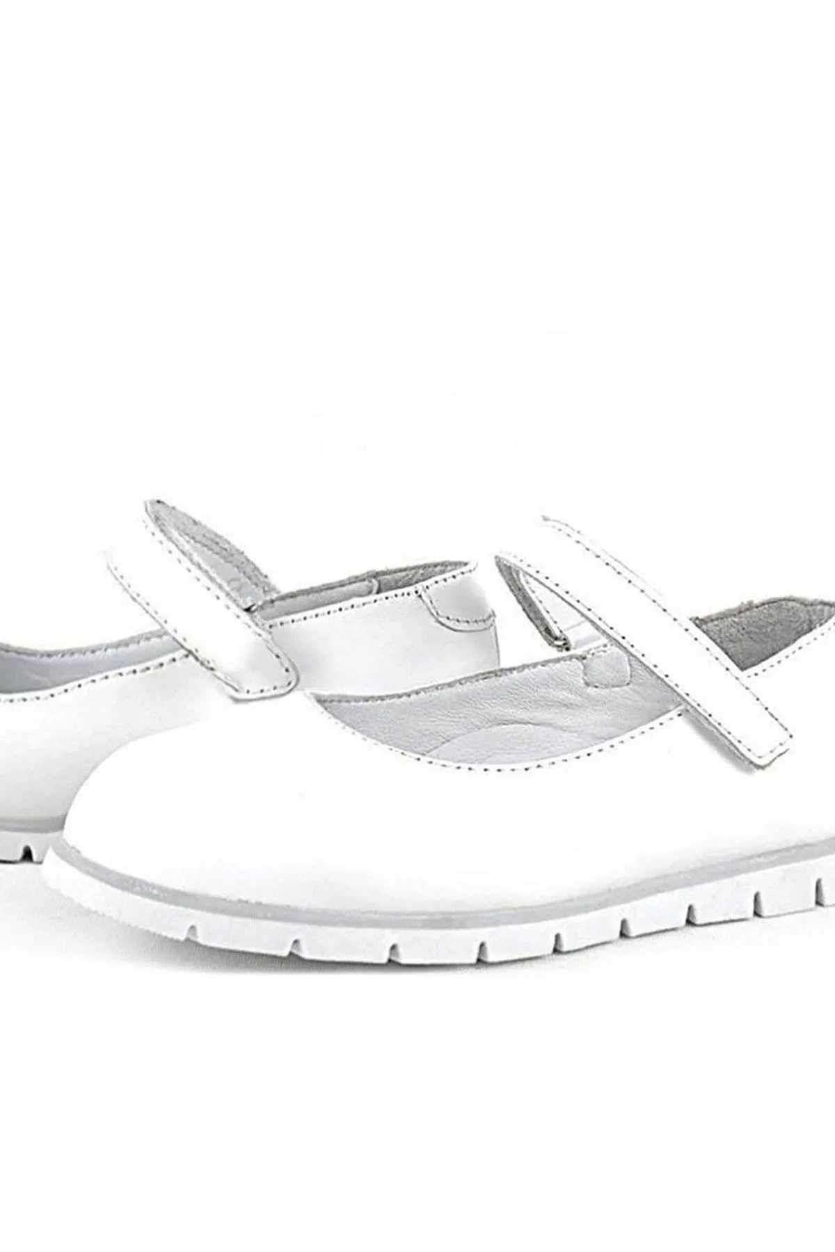 Hakiki Deri Beyaz Kız Çocuk Babet