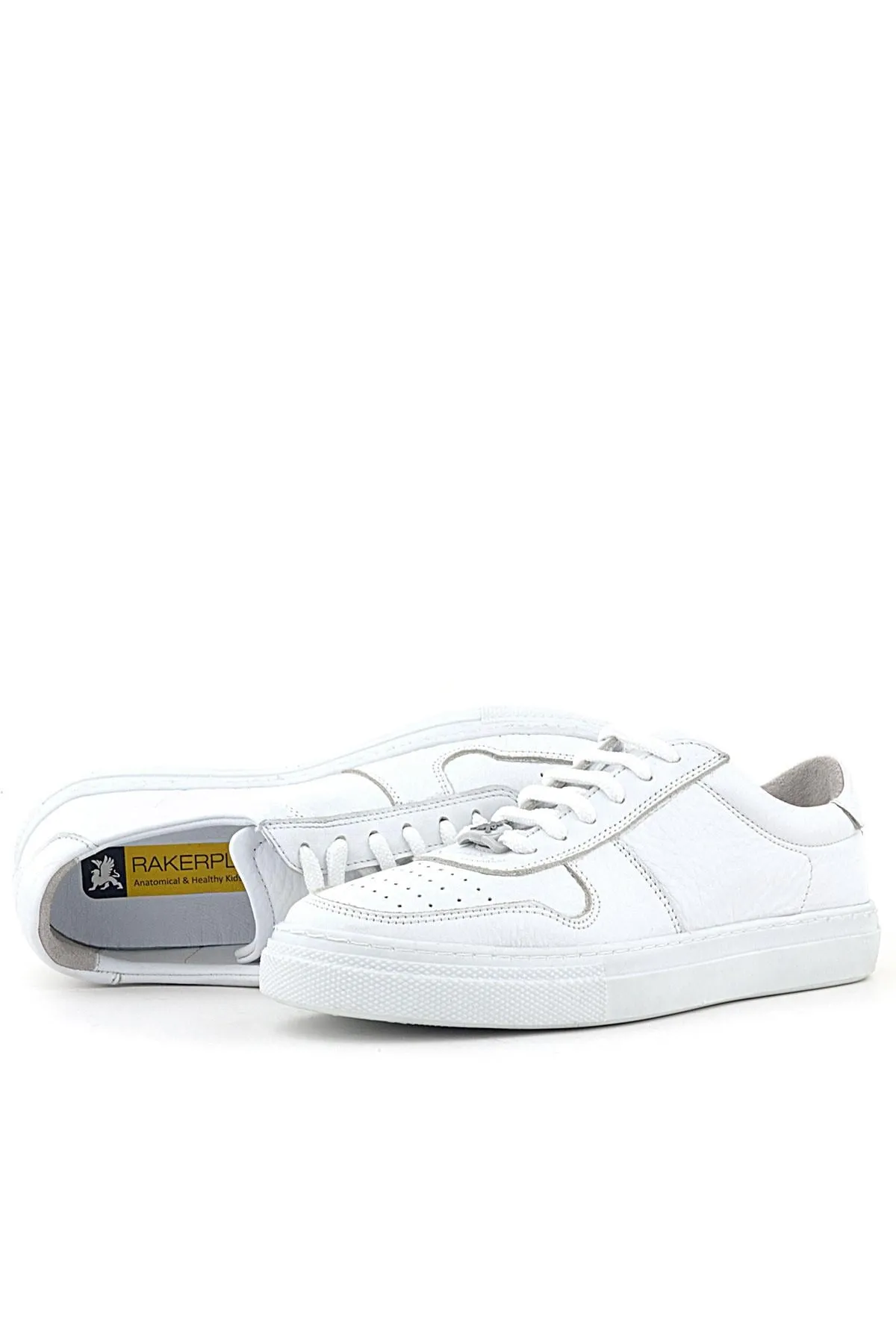 Hakiki Deri Beyaz Kız Çocuk Günlük Sneaker Ayakkabı