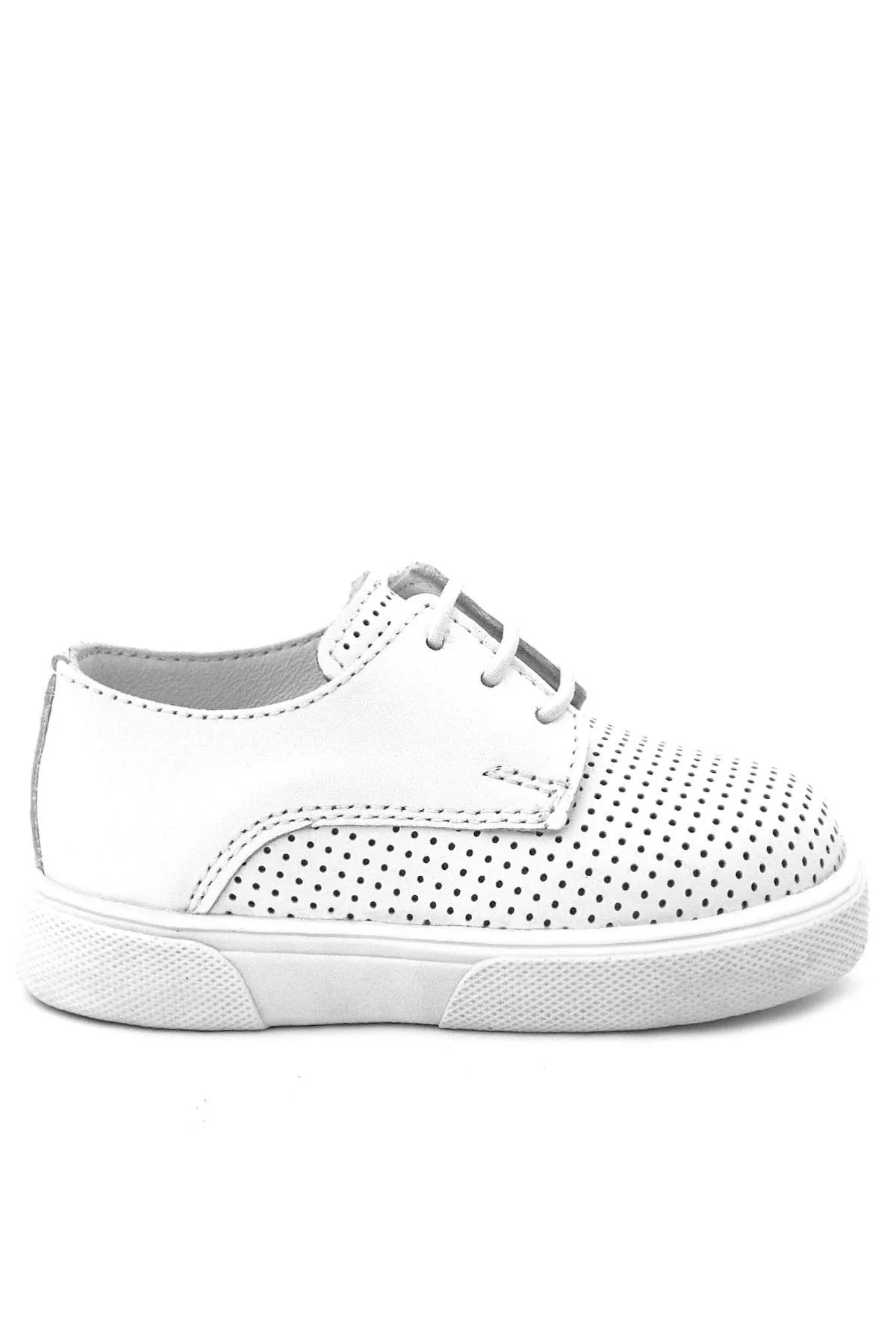 Hakiki Deri Beyaz Lastikli Erkek Çocuk Günlük Ayakkabı