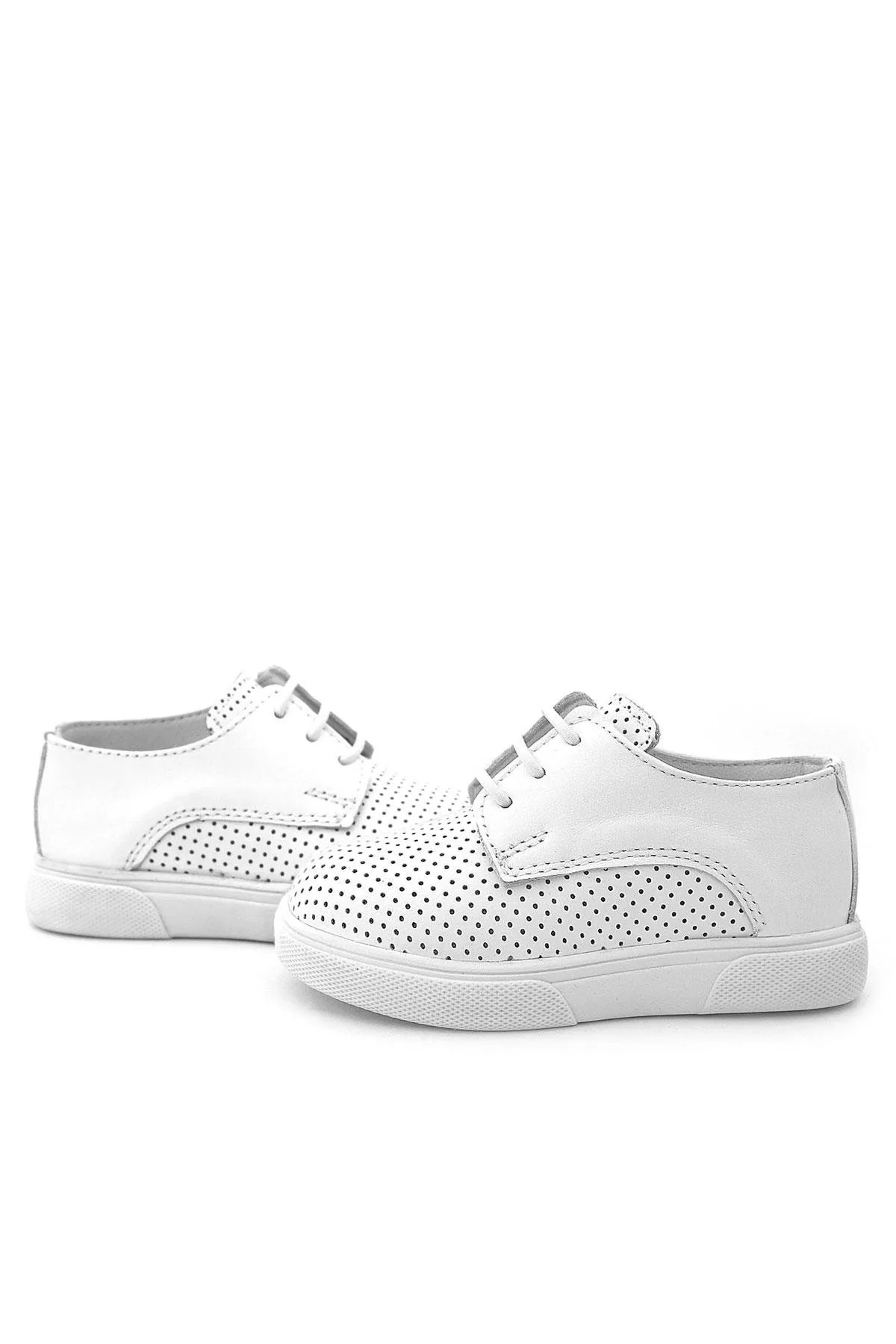 Hakiki Deri Beyaz Lastikli Erkek Çocuk Günlük Ayakkabı