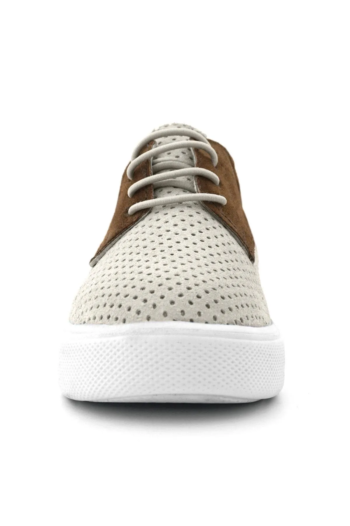 Hakiki Deri Beyaz Taba Lastikli Erkek Çocuk Günlük Ayakkabı