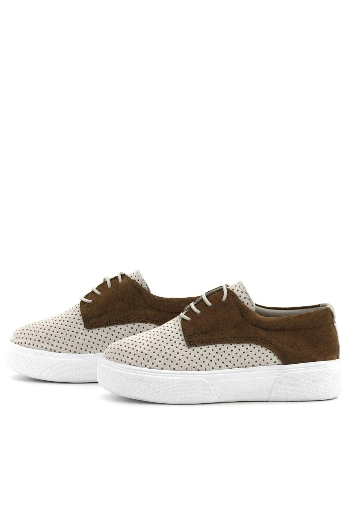 Hakiki Deri Beyaz Taba Lastikli Erkek Çocuk Günlük Ayakkabı