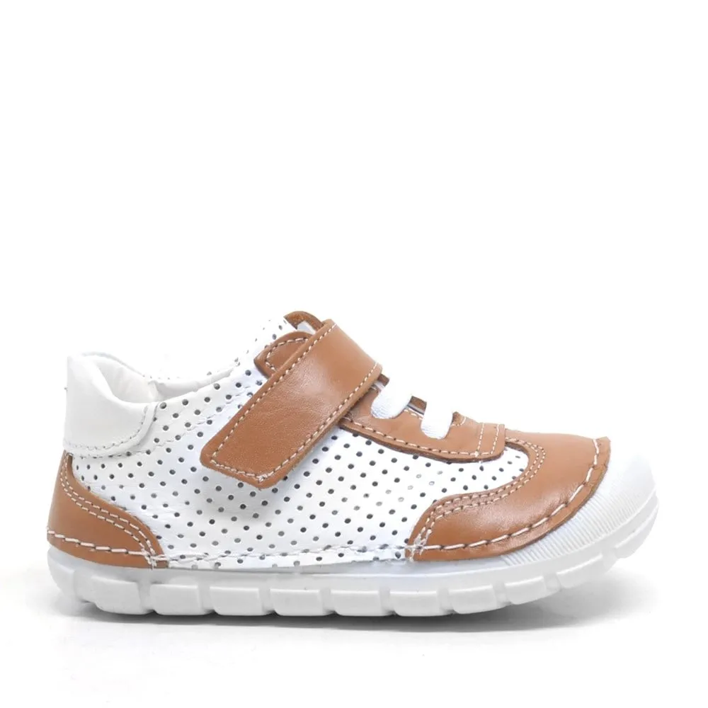 Hakiki Deri Beyaz Taba Mevsimlik Erkek Bebek Ayakkabı