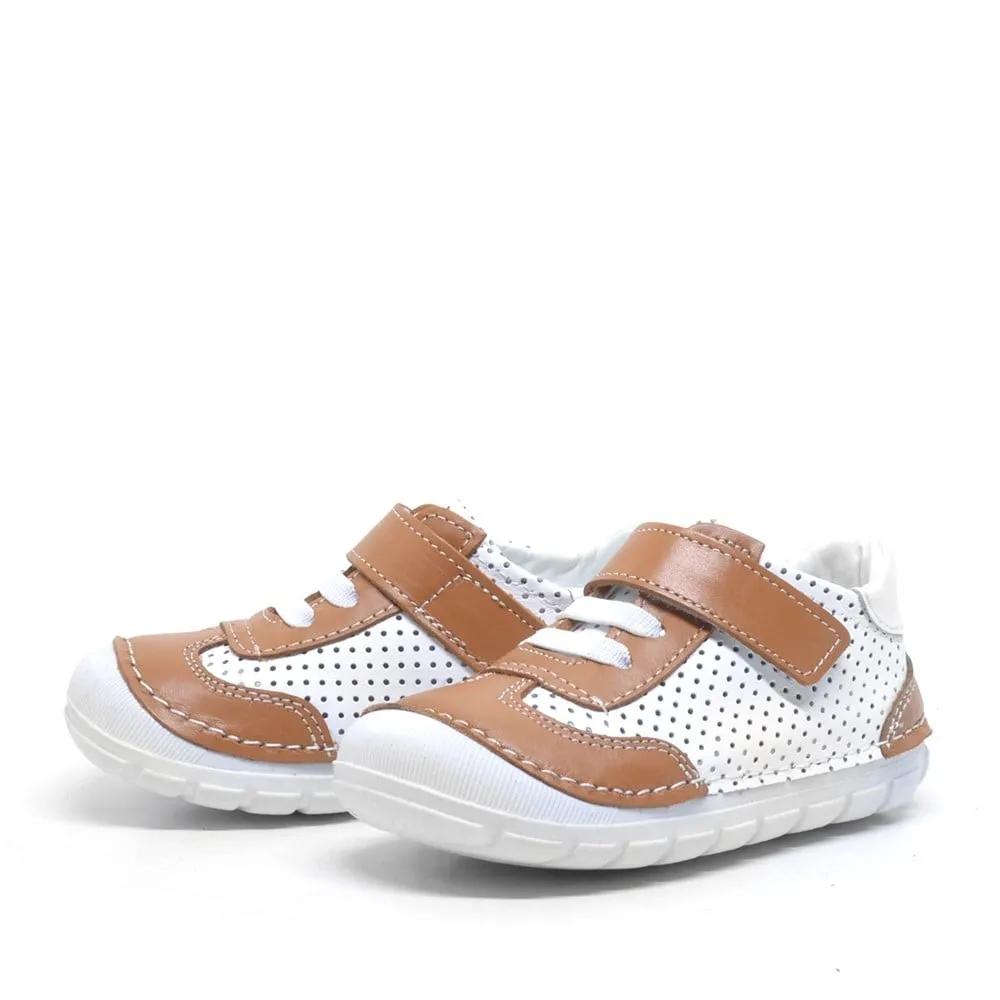 Hakiki Deri Beyaz Taba Mevsimlik Erkek Bebek Ayakkabı