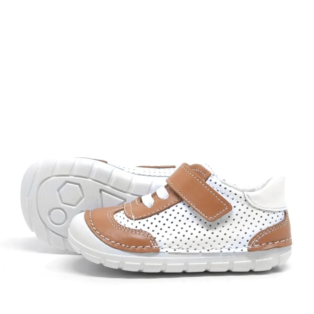 Hakiki Deri Beyaz Taba Mevsimlik Erkek Bebek Ayakkabı