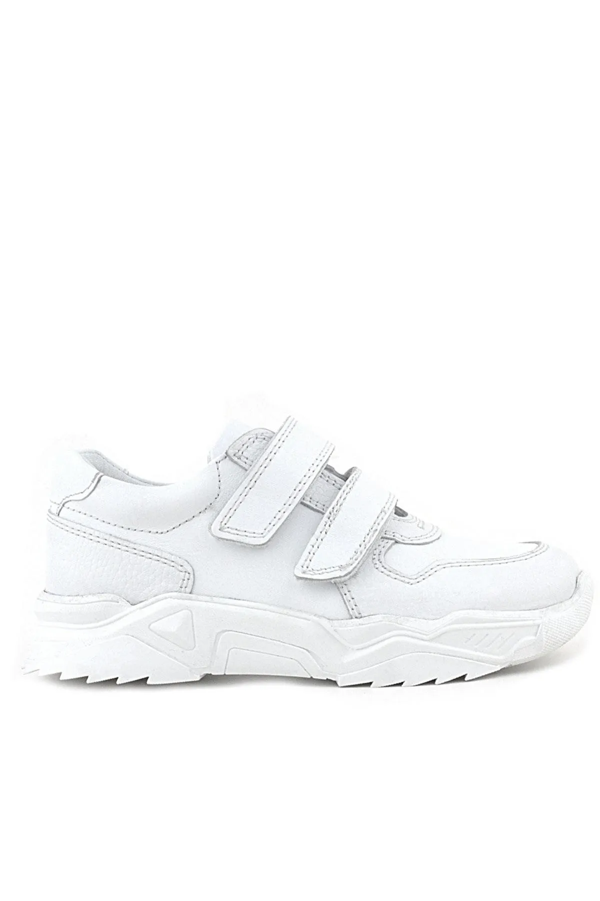 Hakiki Deri Beyaz Yüksek Tabanlı Kız Çocuk Sneakers Ayakkabı