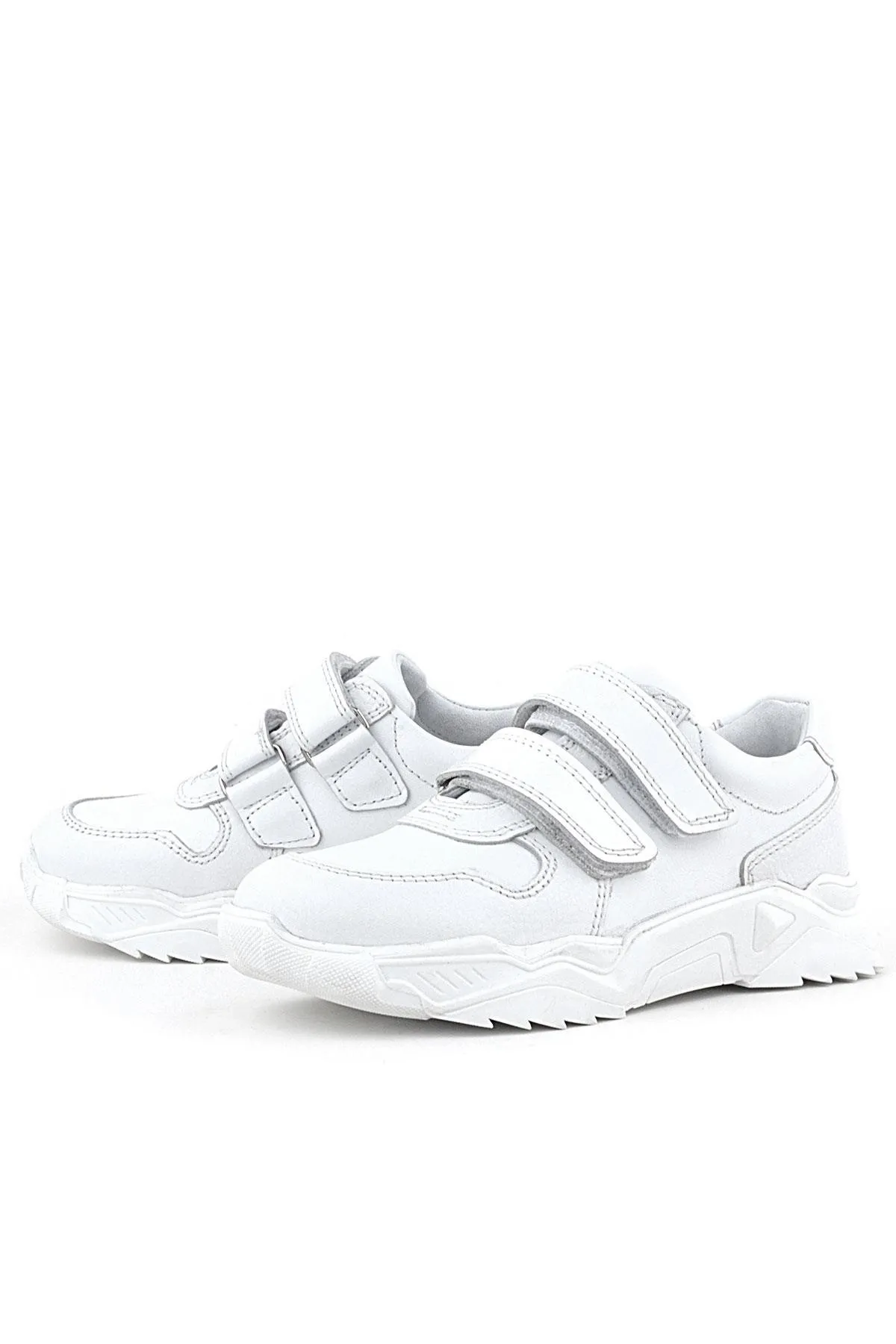 Hakiki Deri Beyaz Yüksek Tabanlı Kız Çocuk Sneakers Ayakkabı