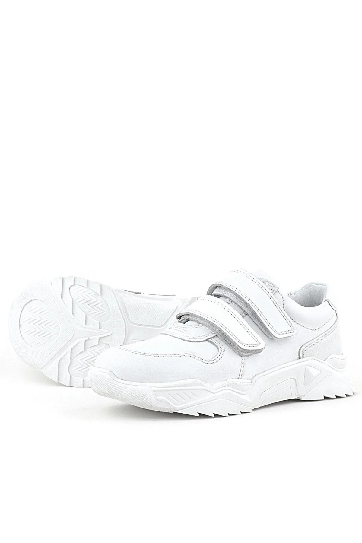 Hakiki Deri Beyaz Yüksek Tabanlı Kız Çocuk Sneakers Ayakkabı