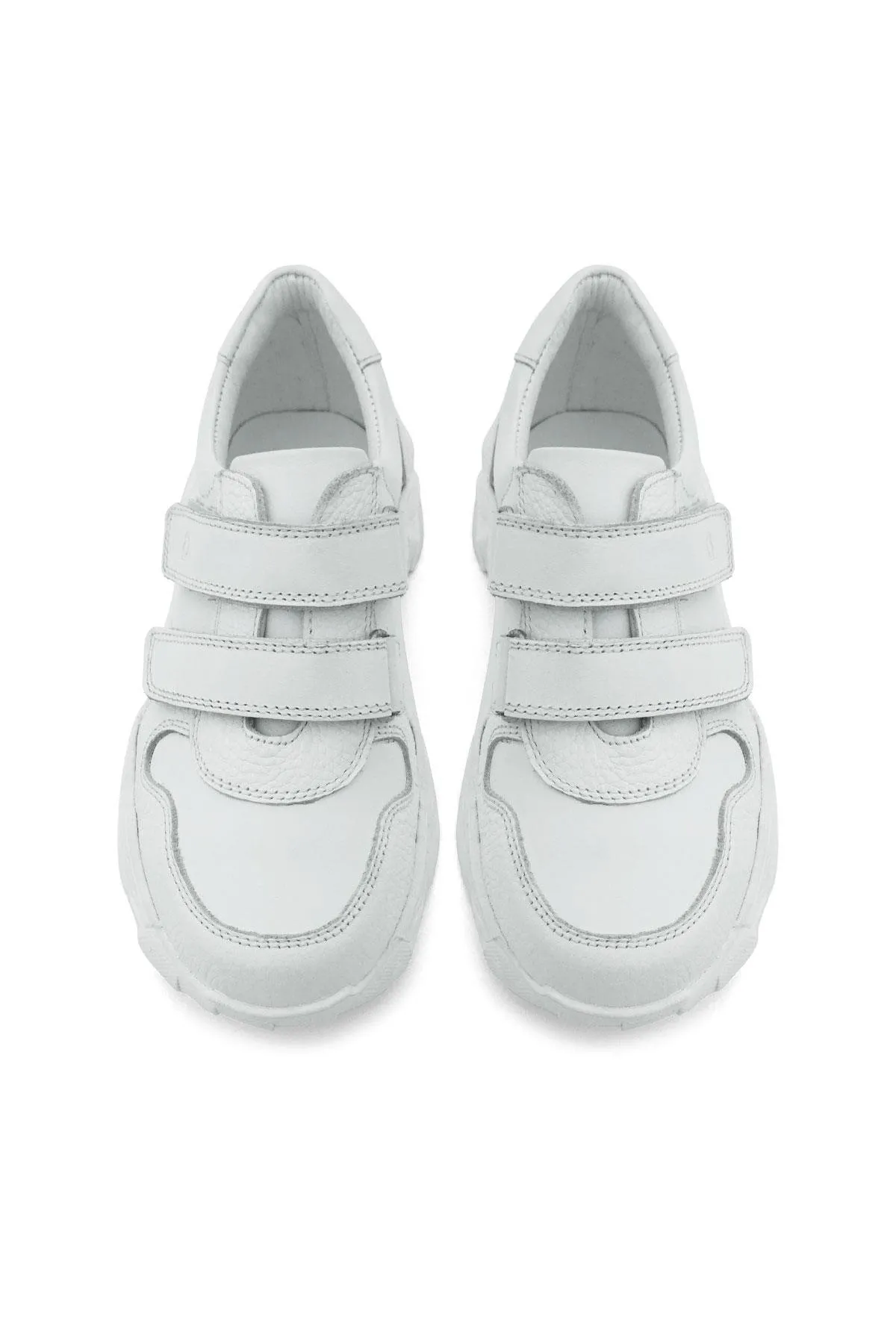 Hakiki Deri Beyaz Yüksek Tabanlı Kız Çocuk Sneakers Ayakkabı