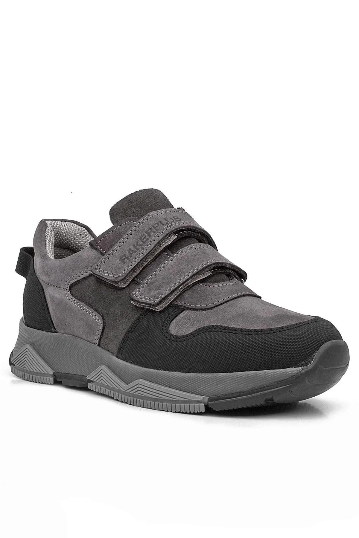 Hakiki Deri Gri Çocuk Sneakers Spor Ayakkabı