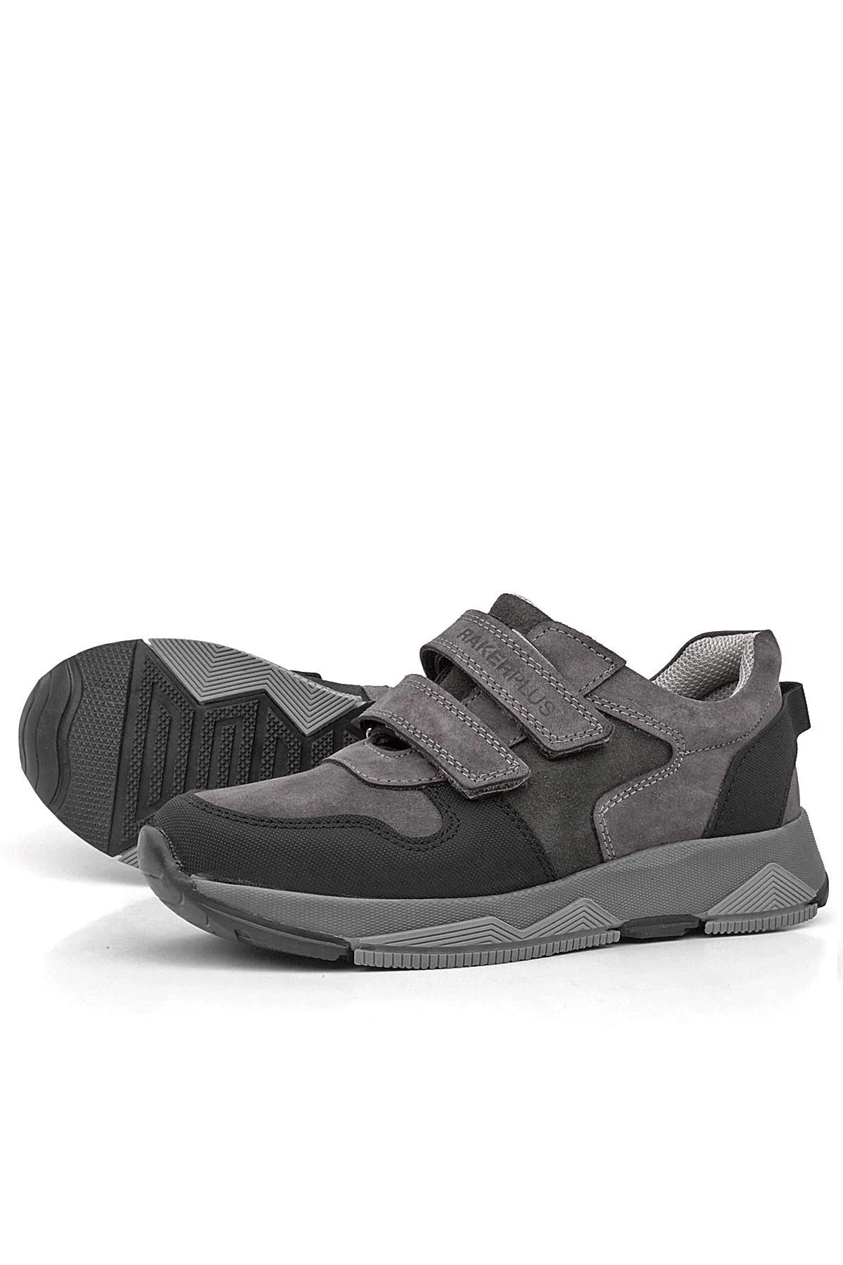 Hakiki Deri Gri Çocuk Sneakers Spor Ayakkabı