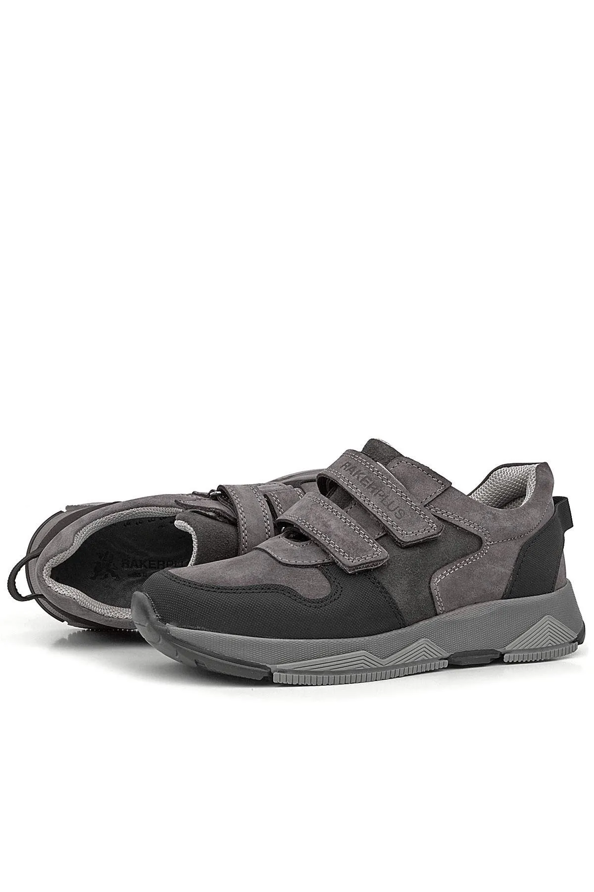 Hakiki Deri Gri Çocuk Sneakers Spor Ayakkabı