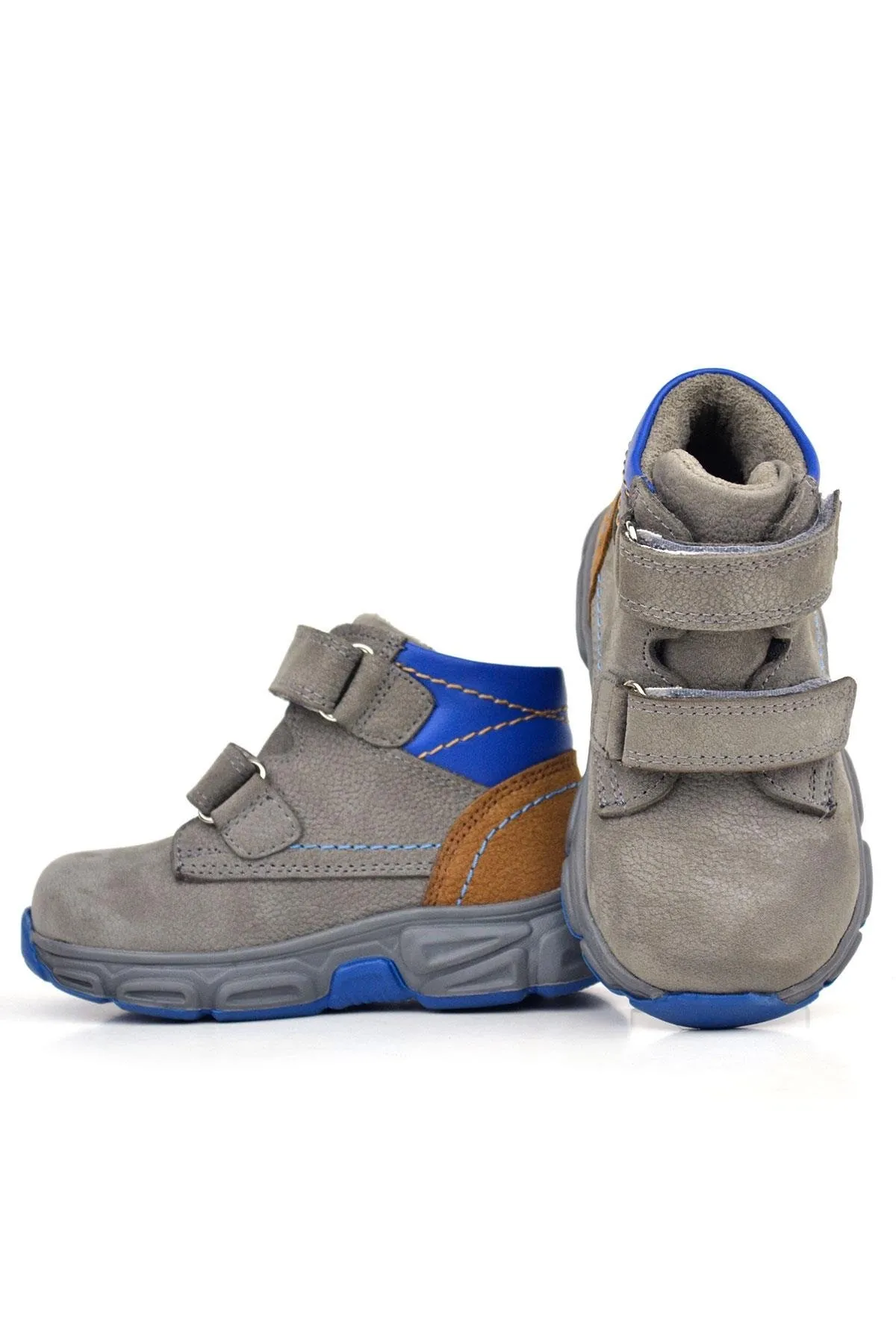Hakiki Deri Gri Taba Nubuk Bebek Spor Bot Ayakkabı