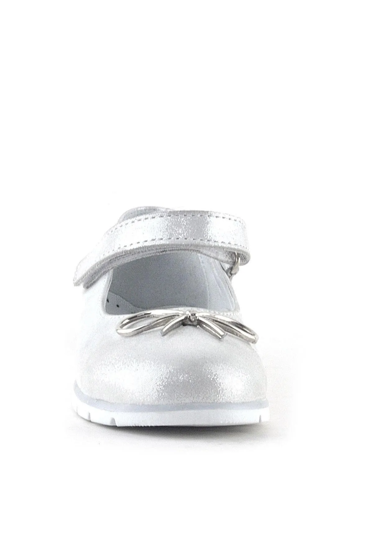 Hakiki Deri Gümüş Cırtlı Kurdele Detaylı Kız Çocuk Babet