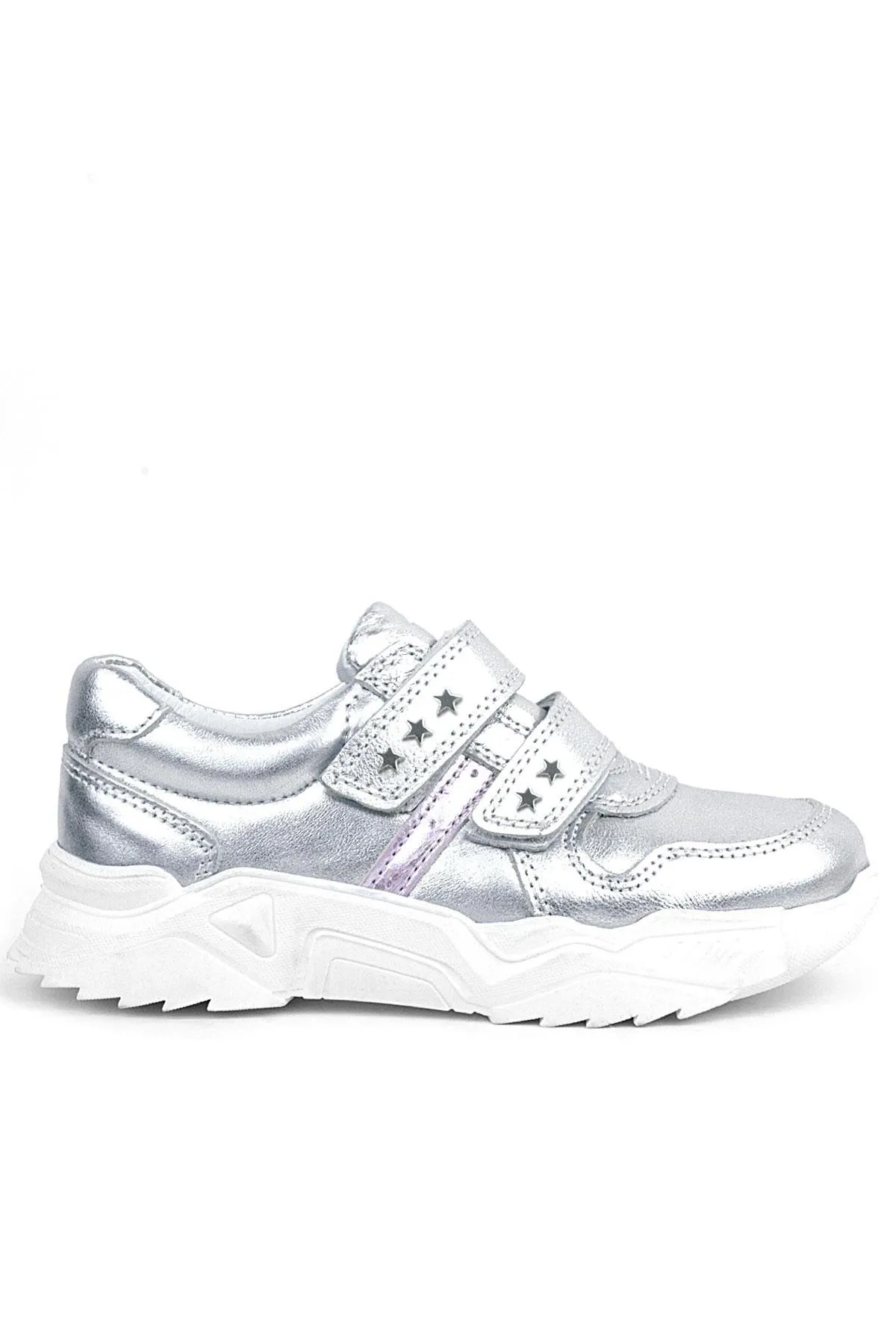 Hakiki Deri Gümüş Yıldız Detaylı Kız Çocuk Spor Ayakkabı