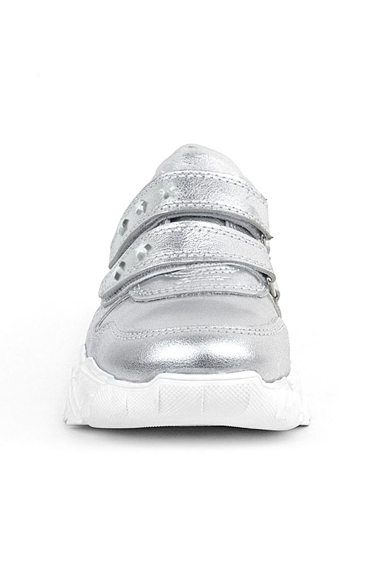Hakiki Deri Gümüş Yıldız Detaylı Kız Çocuk Spor Ayakkabı