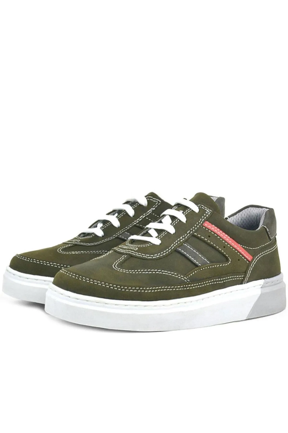 Hakiki Deri Haki Yeşil Çocuk Günlük Spor Okul Ayakkabı