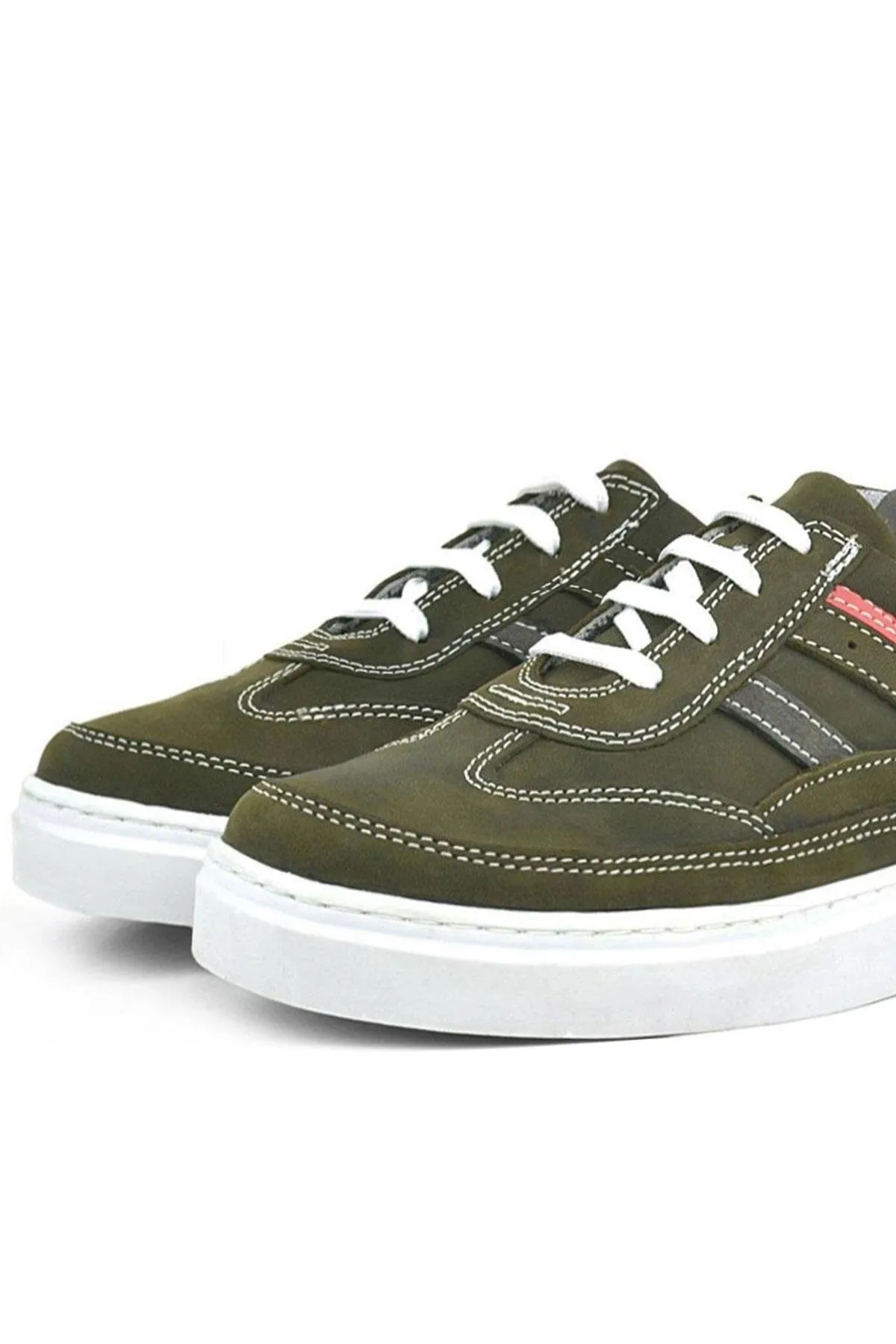 Hakiki Deri Haki Yeşil Çocuk Günlük Spor Okul Ayakkabı