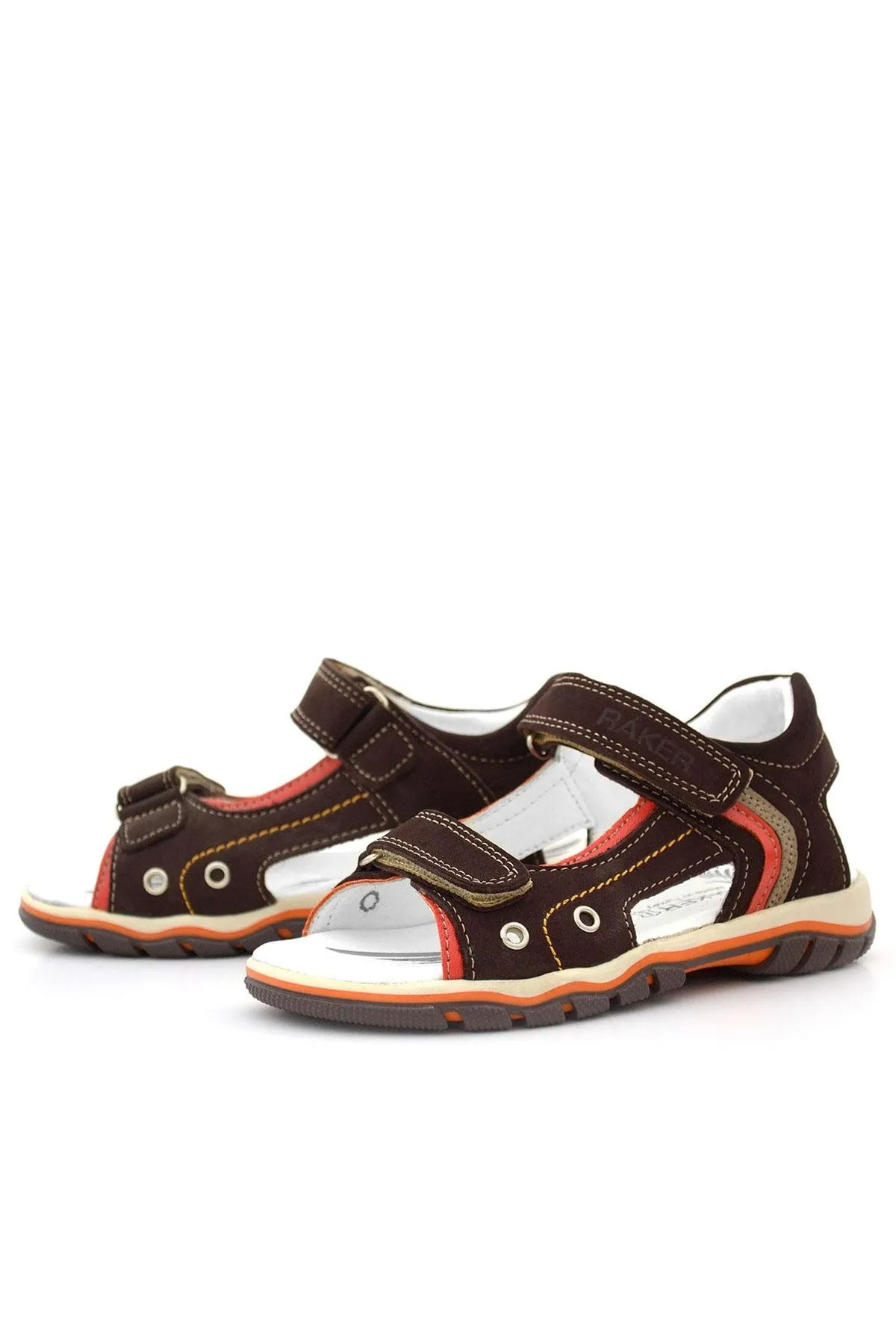 Hakiki Deri Kahverengi Cırtlı Erkek Çocuk Sandalet