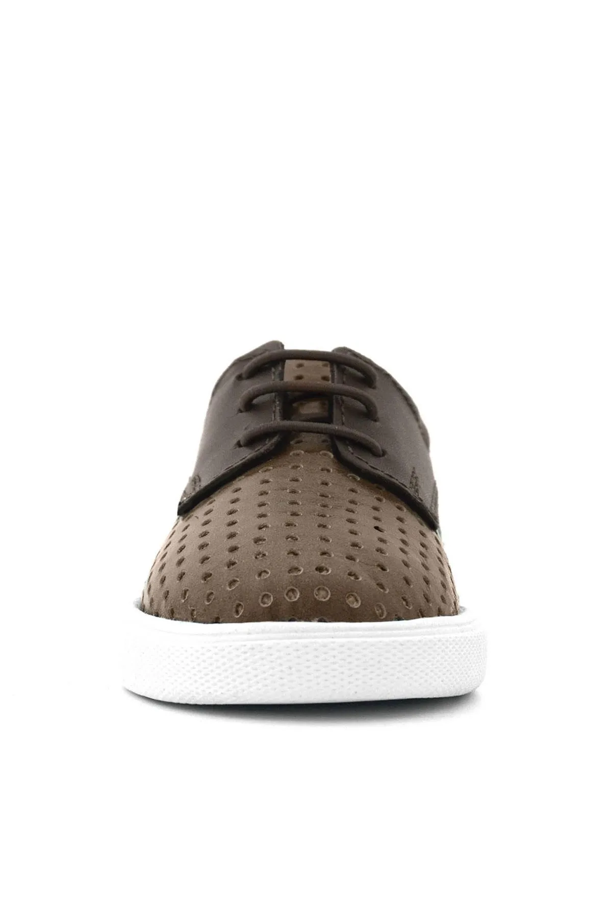 Hakiki Deri Kahverengi Lastikli Erkek Çocuk Günlük Ayakkabı