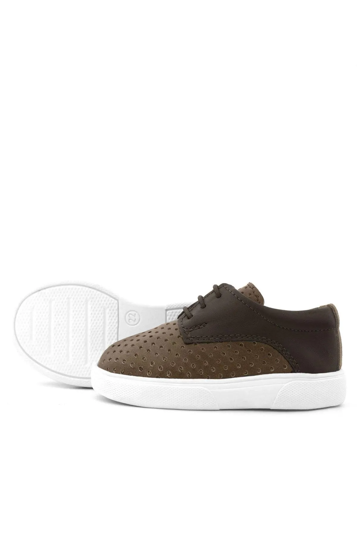 Hakiki Deri Kahverengi Lastikli Erkek Çocuk Günlük Ayakkabı