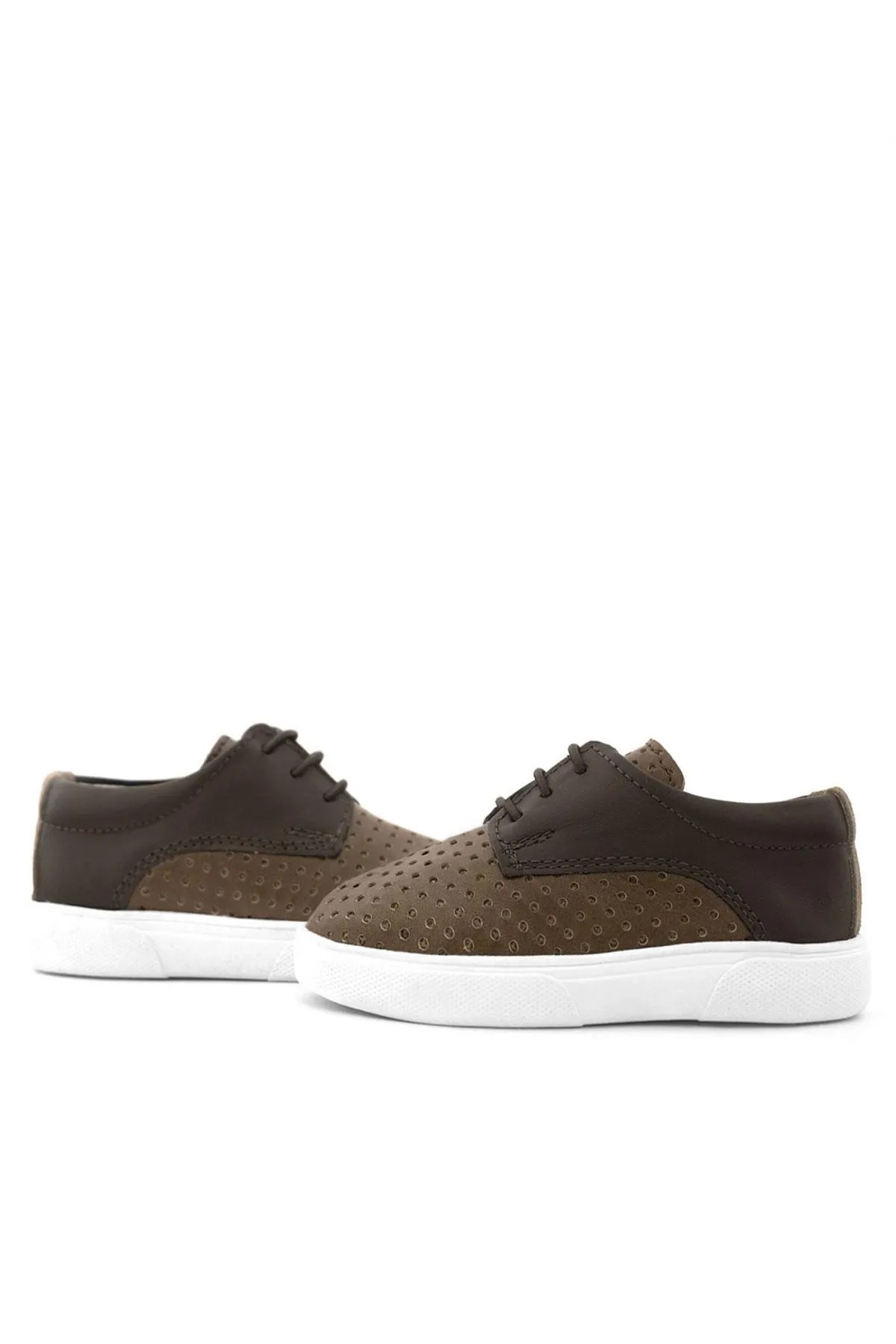 Hakiki Deri Kahverengi Lastikli Erkek Çocuk Günlük Ayakkabı