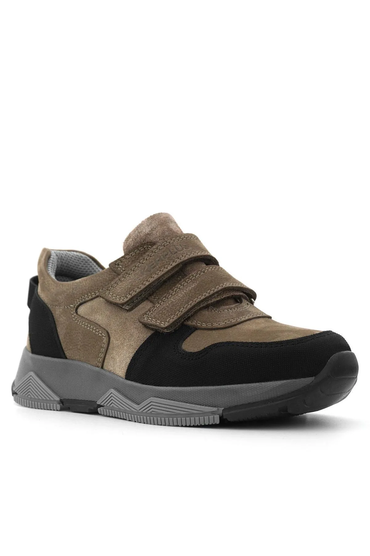 Hakiki Deri Kahverengi Siyah Çocuk Sneakers Spor Ayakkabı