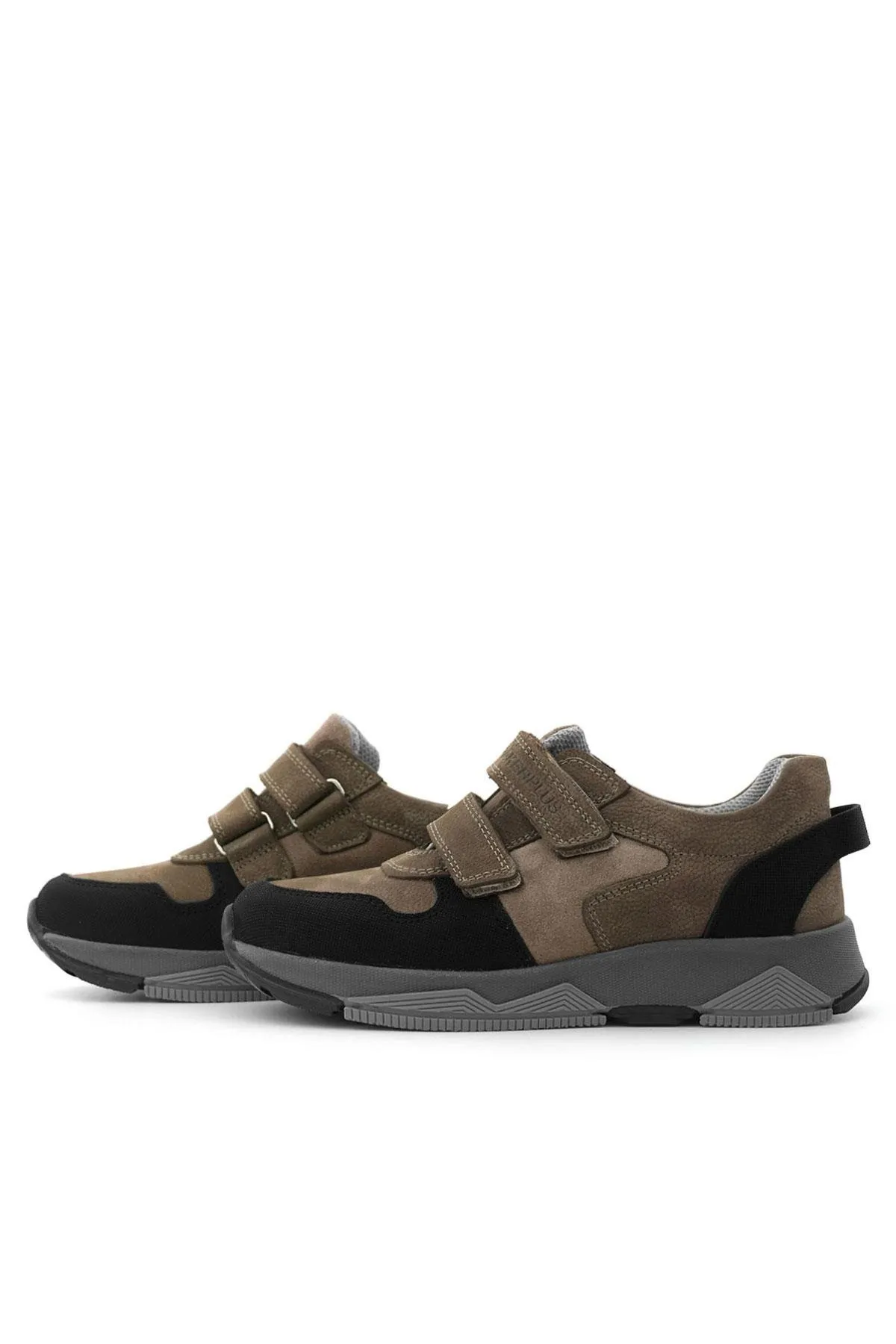 Hakiki Deri Kahverengi Siyah Çocuk Sneakers Spor Ayakkabı